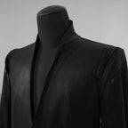 新品 kiryuyrik キリュウキリュウ / 23AW BLACK HONEY CHILI COOKIE コラボ Collarless Flare Jacket ノーカラーフレア ジャケット コート / BHCC-HJ15-007 / size M (BLACK)  123006-alm