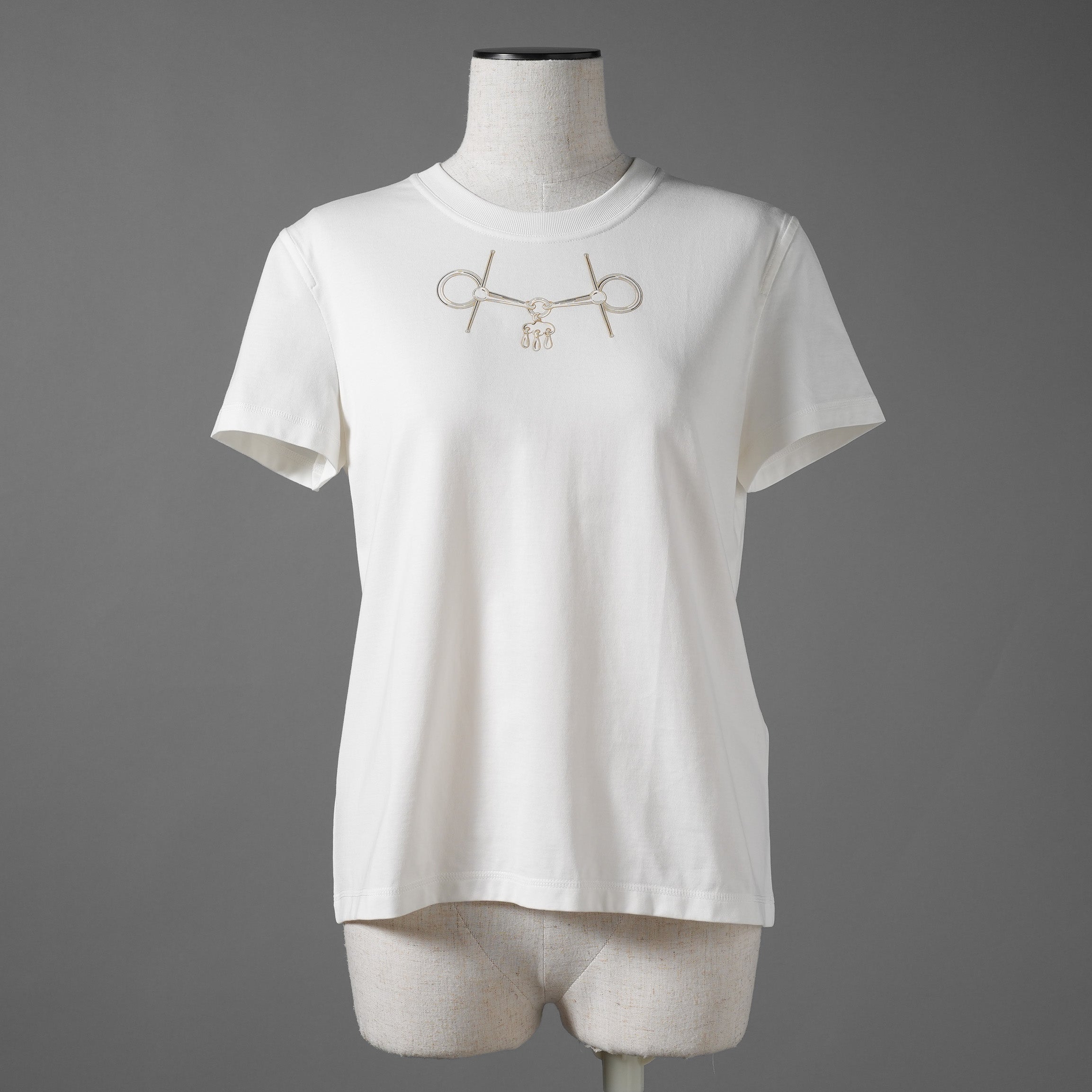 未使用 HERMES エルメス / 24SS カルトゥッシュ モール 半袖Tシャツ / 4H4643DA / size 38 M (WHITE) レディース