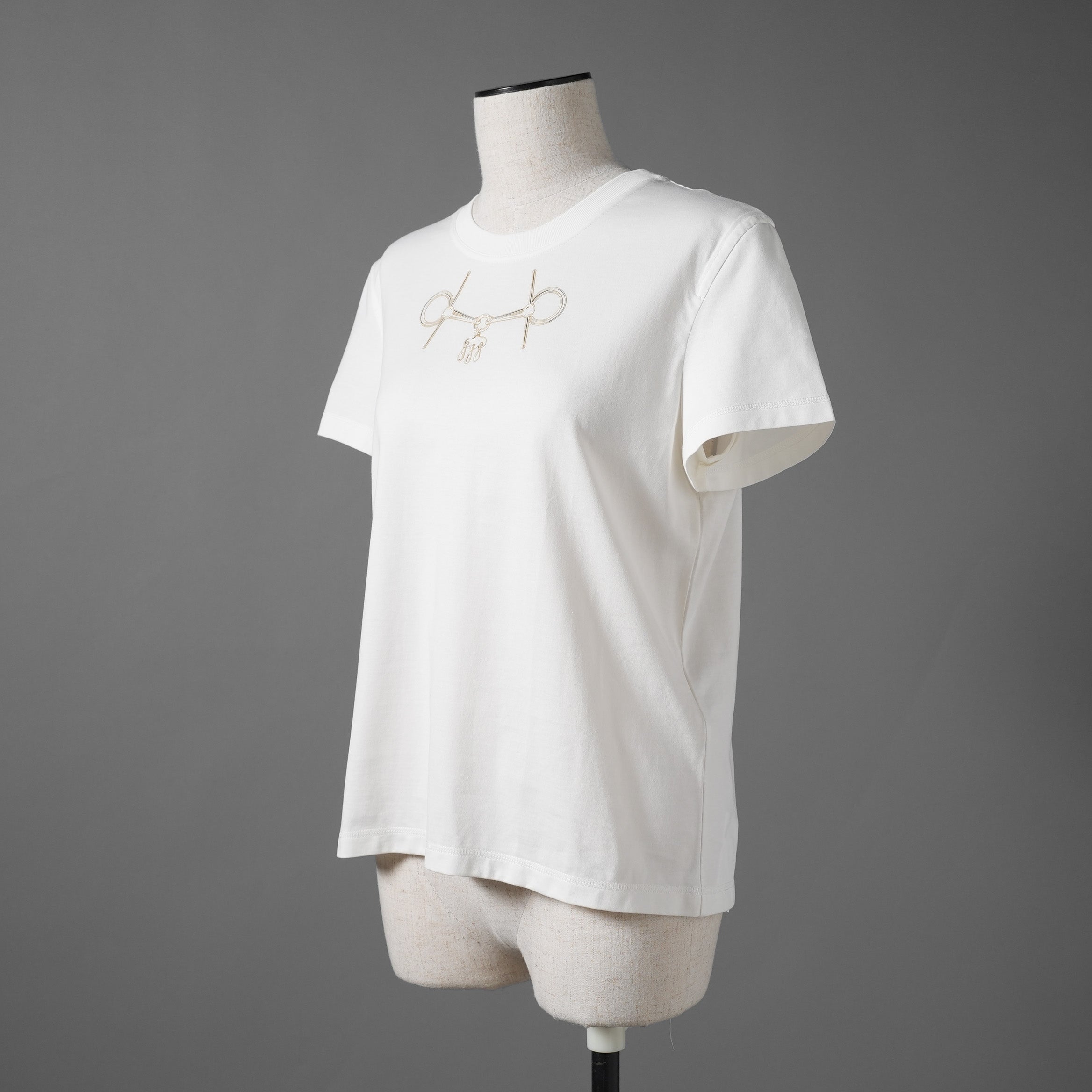 未使用 HERMES エルメス / 24SS カルトゥッシュ モール 半袖Tシャツ / 4H4643DA / size 38 M (WHITE) レディース
