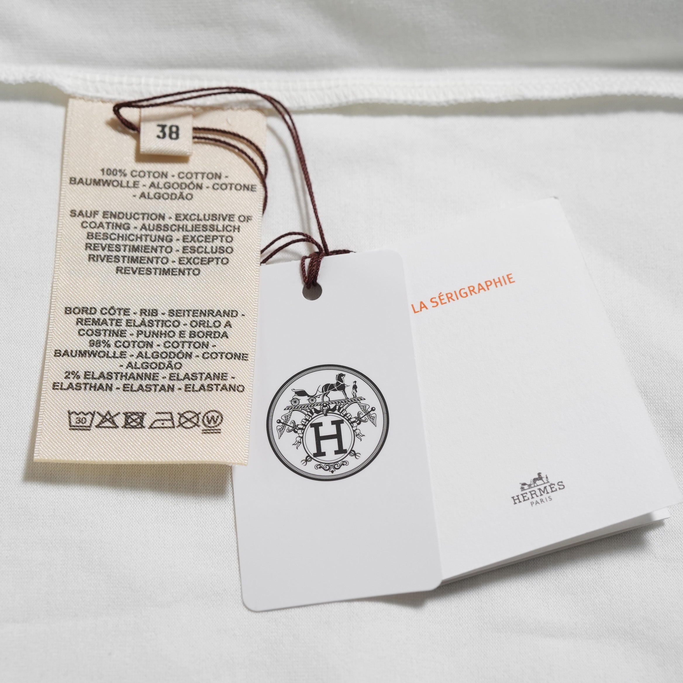 未使用 HERMES エルメス / 24SS カルトゥッシュ モール 半袖Tシャツ / 4H4643DA / size 38 M (WHITE) レディース