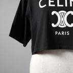 CELINE セリーヌ / 22SS 美品 エディ期 トリオンフ ロゴ クロップド Tシャツ / 2X871501F / size S (BLACK) レディース