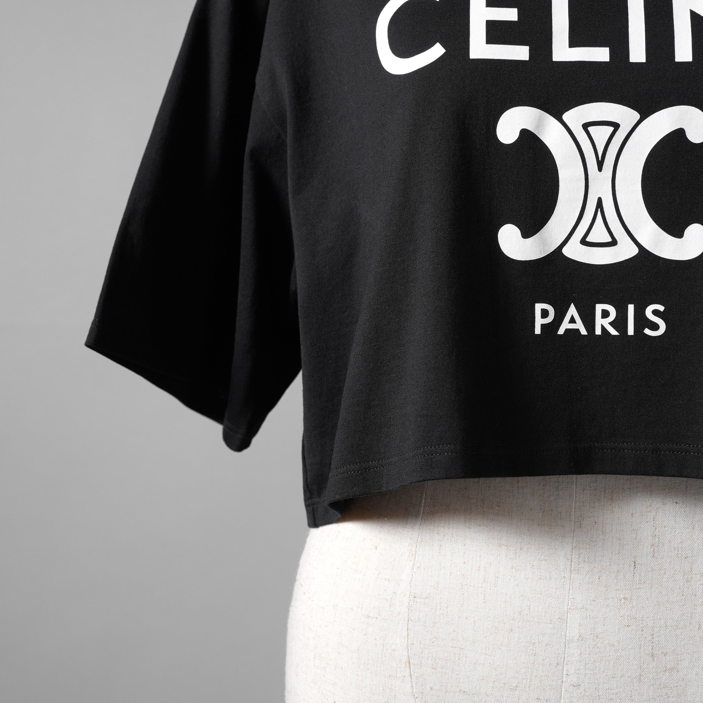 CELINE セリーヌ / 22SS 美品 エディ期 トリオンフ ロゴ クロップド Tシャツ / 2X871501F / size S (BLACK) レディース