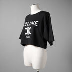 CELINE セリーヌ / 22SS 美品 エディ期 トリオンフ ロゴ クロップド Tシャツ / 2X871501F / size S (BLACK) レディース