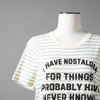 CELINE セリーヌ / 20SS David Kramer コラボ / フロックド ボーダー 半袖Tシャツ/ 2X3098051 / size S (IVORY×GREEN)レディース