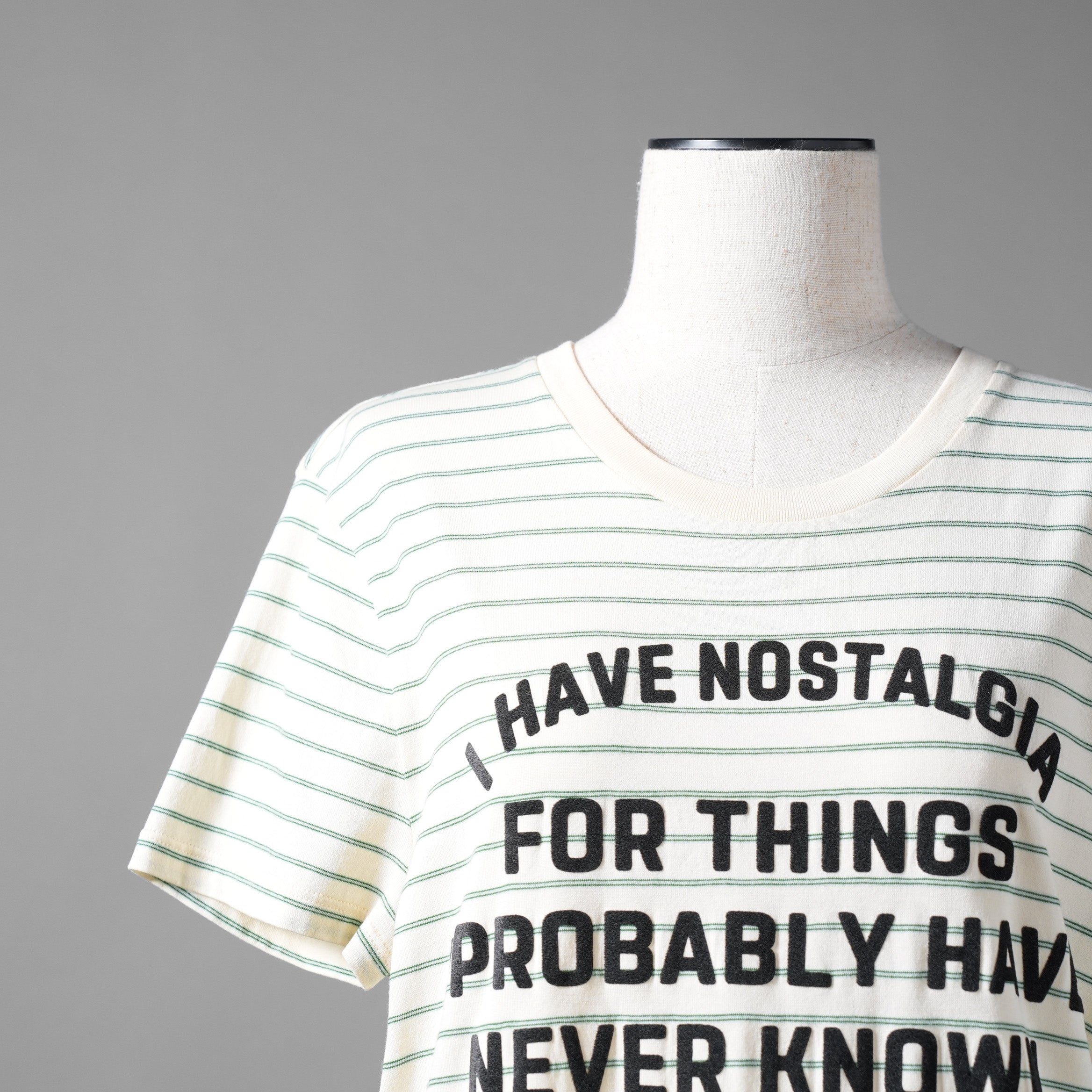 CELINE セリーヌ / 20SS David Kramer コラボ / フロックド ボーダー 半袖Tシャツ/ 2X3098051 / size S (IVORY×GREEN)レディース