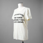 CELINE セリーヌ / 20SS David Kramer コラボ / フロックド ボーダー 半袖Tシャツ/ 2X3098051 / size S (IVORY×GREEN)レディース