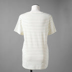 CELINE セリーヌ / 20SS David Kramer コラボ / フロックド ボーダー 半袖Tシャツ/ 2X3098051 / size S (IVORY×GREEN)レディース