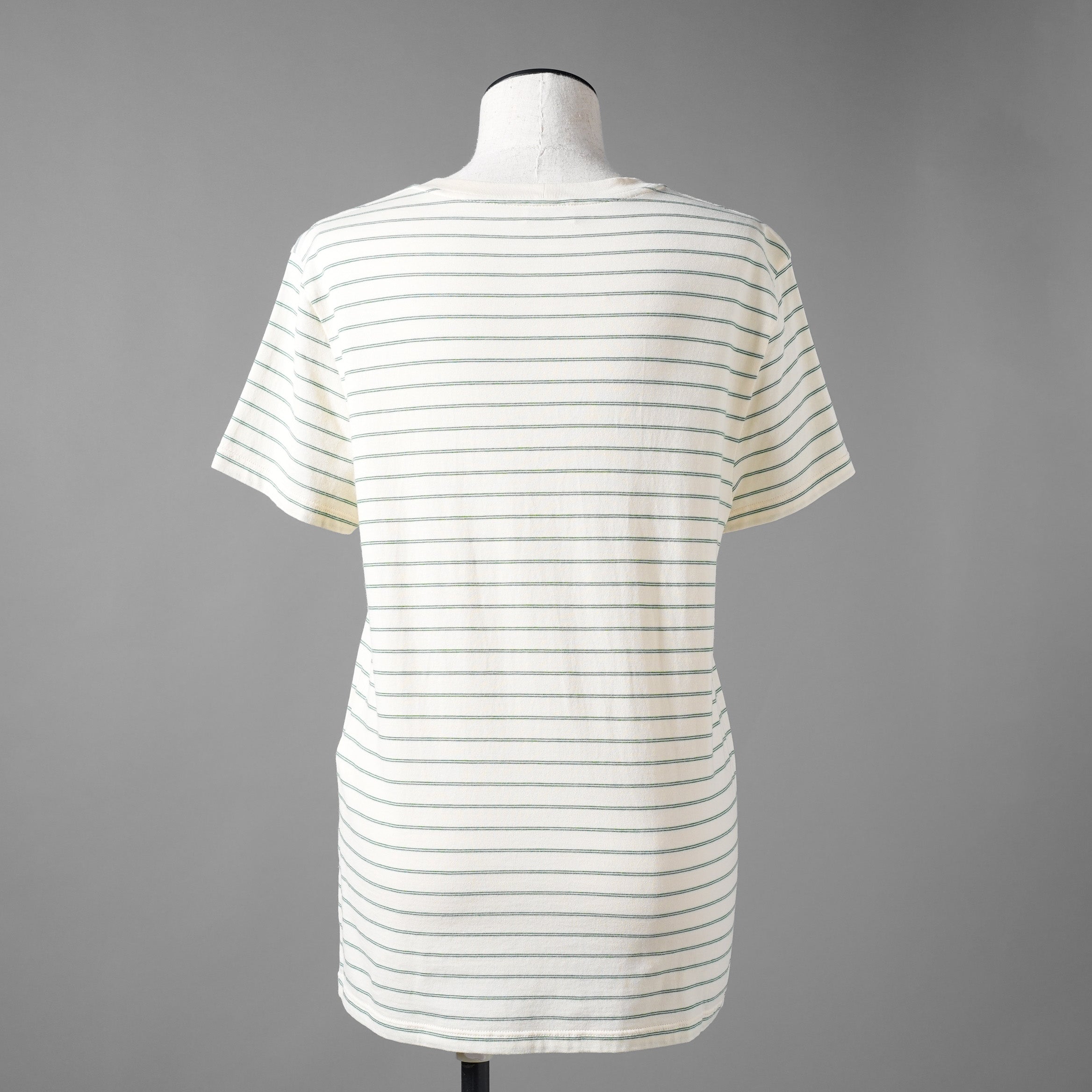 CELINE セリーヌ / 20SS David Kramer コラボ / フロックド ボーダー 半袖Tシャツ/ 2X3098051 / size S (IVORY×GREEN)レディース