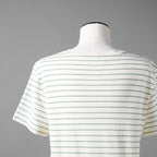 CELINE セリーヌ / 20SS David Kramer コラボ / フロックド ボーダー 半袖Tシャツ/ 2X3098051 / size S (IVORY×GREEN)レディース