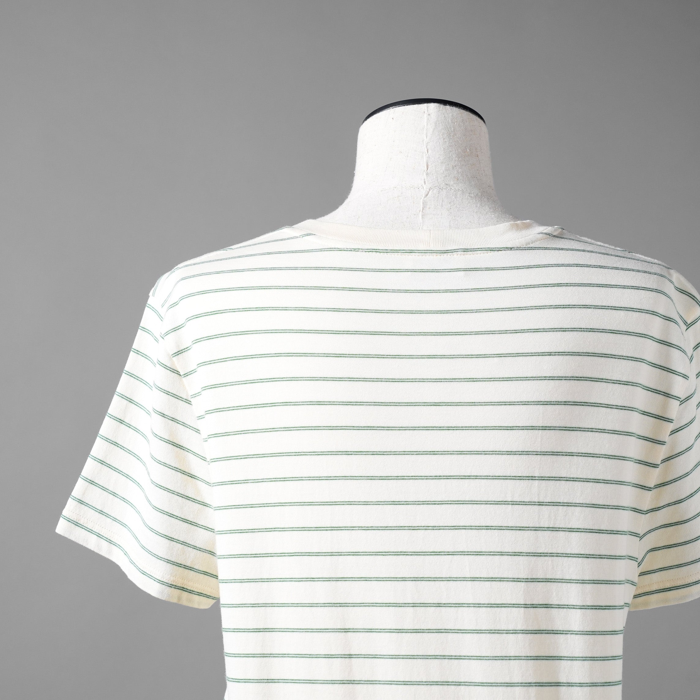 CELINE セリーヌ / 20SS David Kramer コラボ / フロックド ボーダー 半袖Tシャツ/ 2X3098051 / size S (IVORY×GREEN)レディース