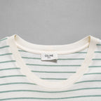 CELINE セリーヌ / 20SS David Kramer コラボ / フロックド ボーダー 半袖Tシャツ/ 2X3098051 / size S (IVORY×GREEN)レディース