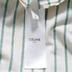 CELINE セリーヌ / 20SS David Kramer コラボ / フロックド ボーダー 半袖Tシャツ/ 2X3098051 / size S (IVORY×GREEN)レディース