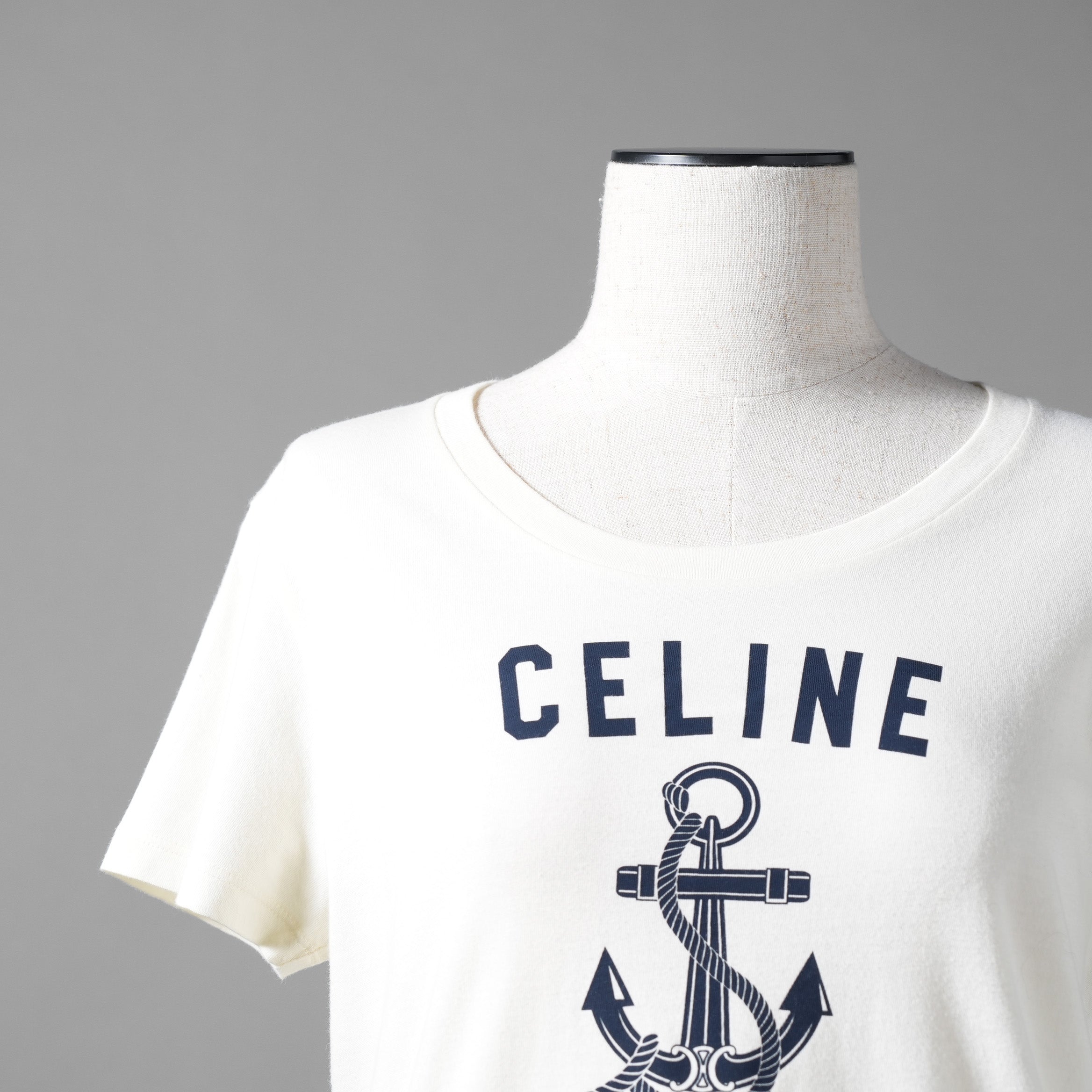 CELINE セリーヌ / 21SS 美品 アンカー 70’S クルーネック 半袖Tシャツ/  2X585114L  / size S  (IVORY) レディース