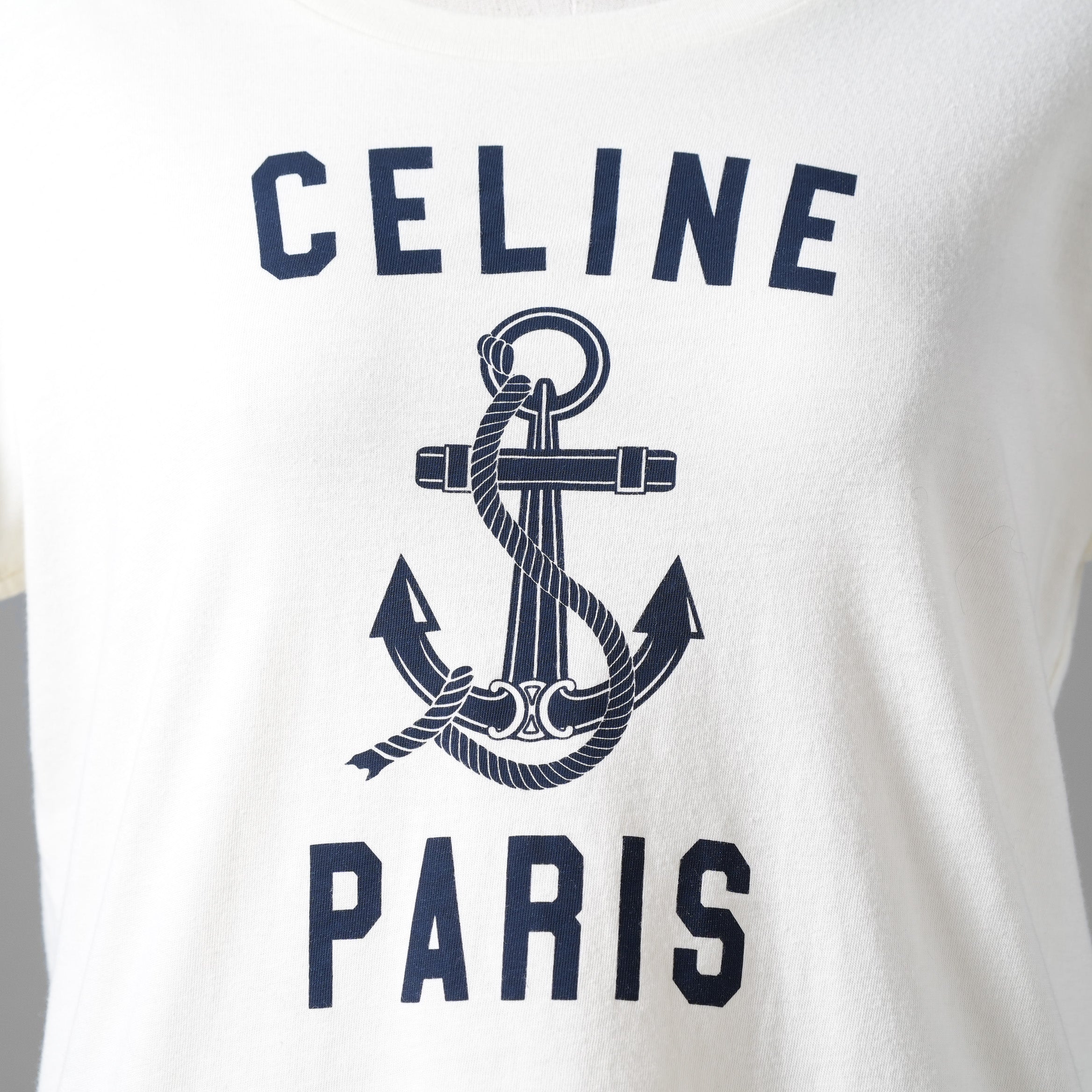 CELINE セリーヌ / 21SS 美品 アンカー 70’S クルーネック 半袖Tシャツ/  2X585114L  / size S  (IVORY) レディース