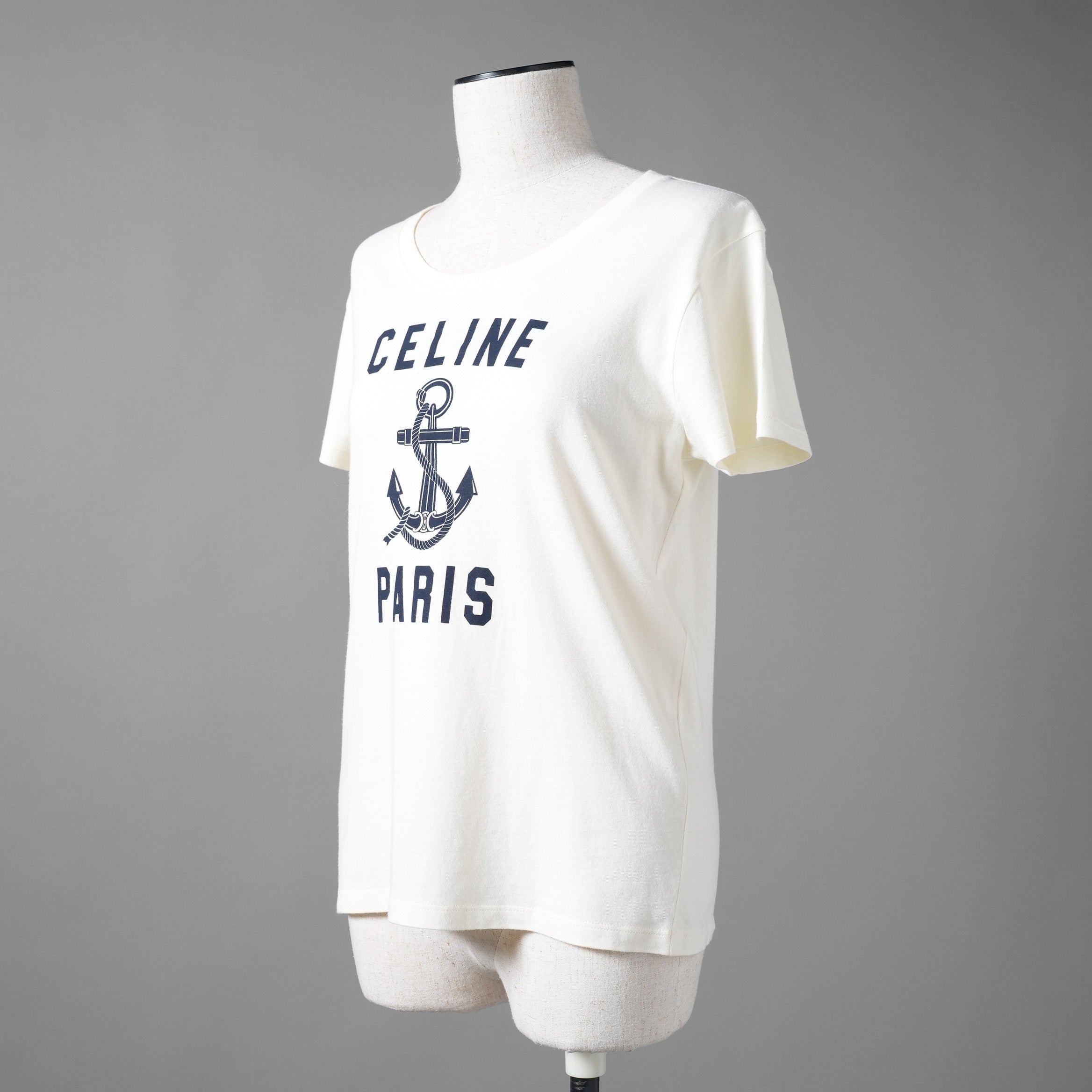 CELINE セリーヌ / 21SS 美品 アンカー 70’S クルーネック 半袖Tシャツ/  2X585114L  / size S  (IVORY) レディース