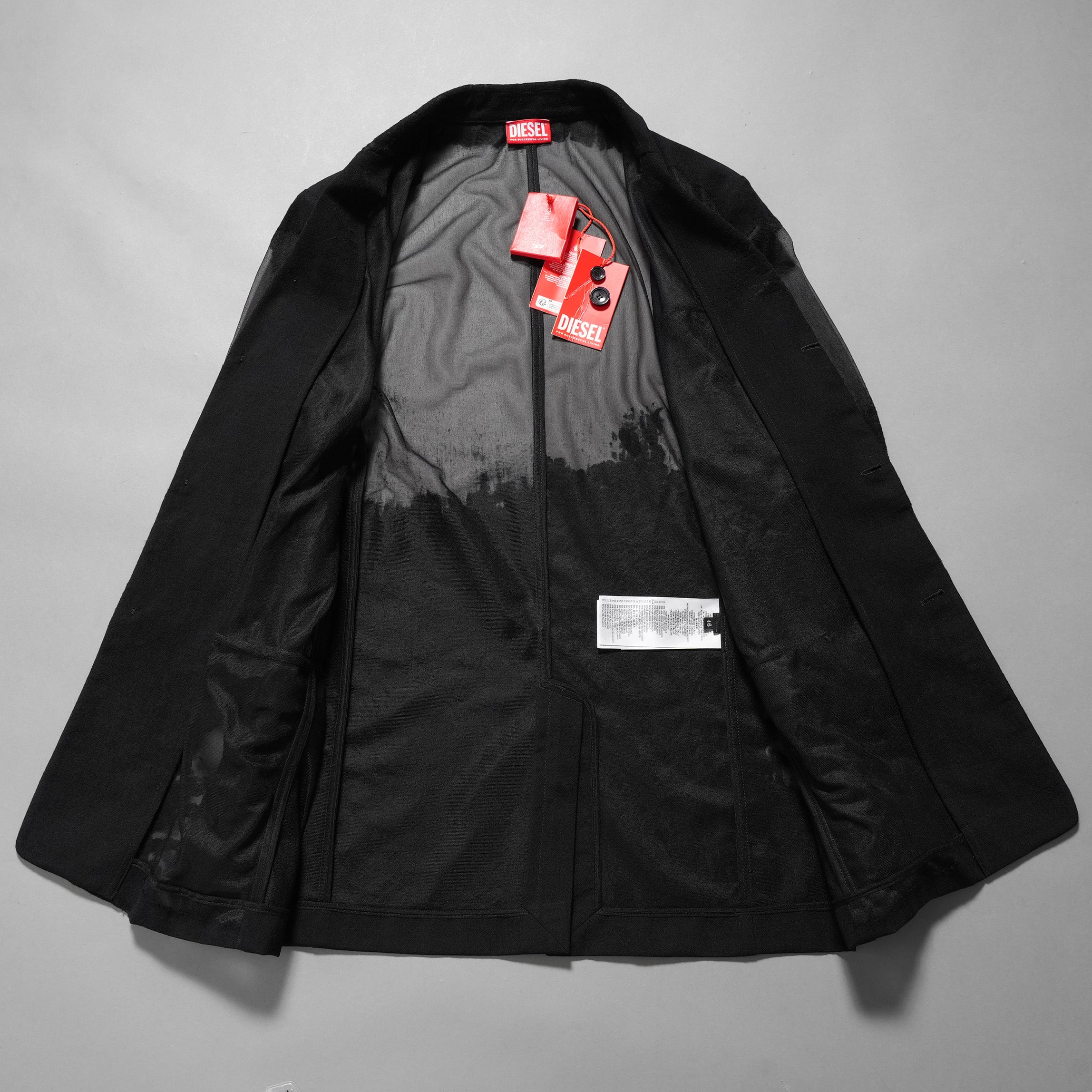 DIESEL ディーゼル / 24SS 美品 J-REG シースルージャケット / A13877-0LKAK-9XXA / size 46 (BLACK)