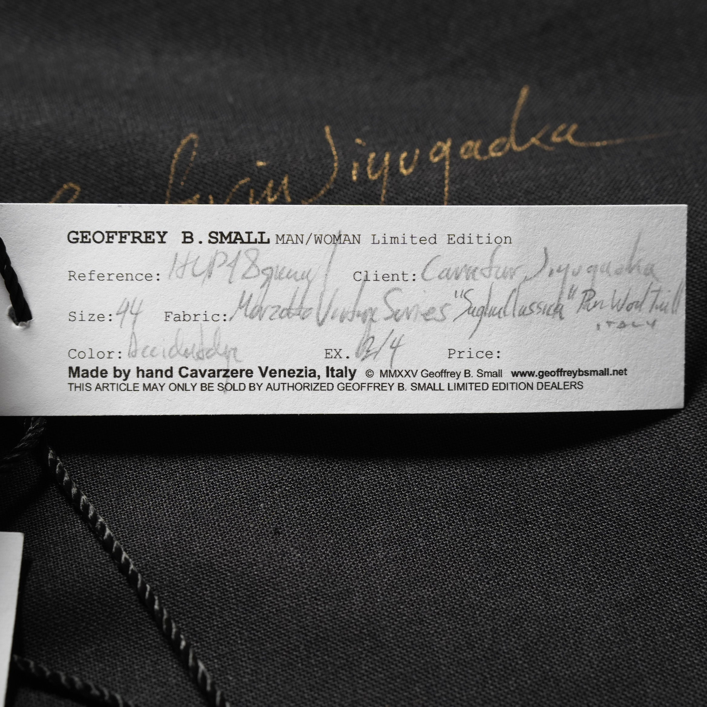 新品 Geoffrey B. Small ジェフリー B.スモール / 25SS Marzotto Vintage series 6420 virgin wool "Saglia Classica will cloth suiting Trouser" / HUP18 Special / パンツ / size 44 (BLACK)