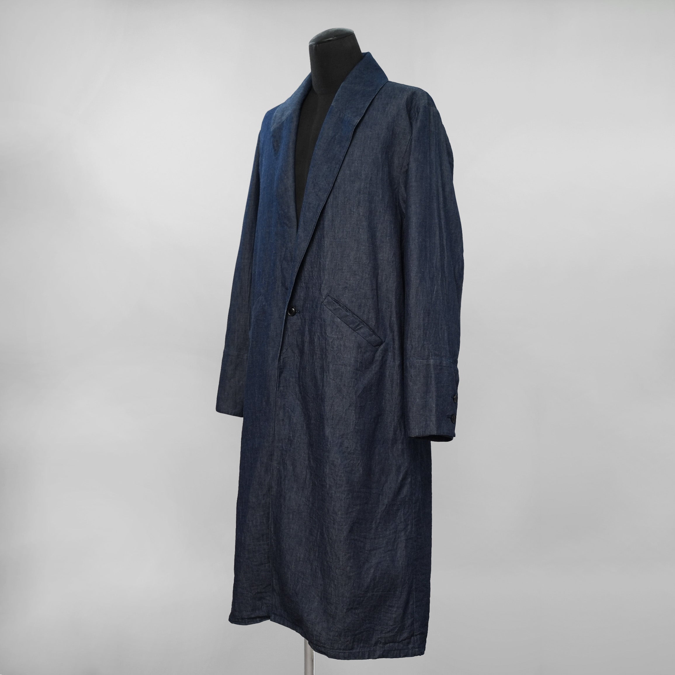 eofm イオフム / ショールカラー ロングコート / size L (INDIGO) 352031-in-ue