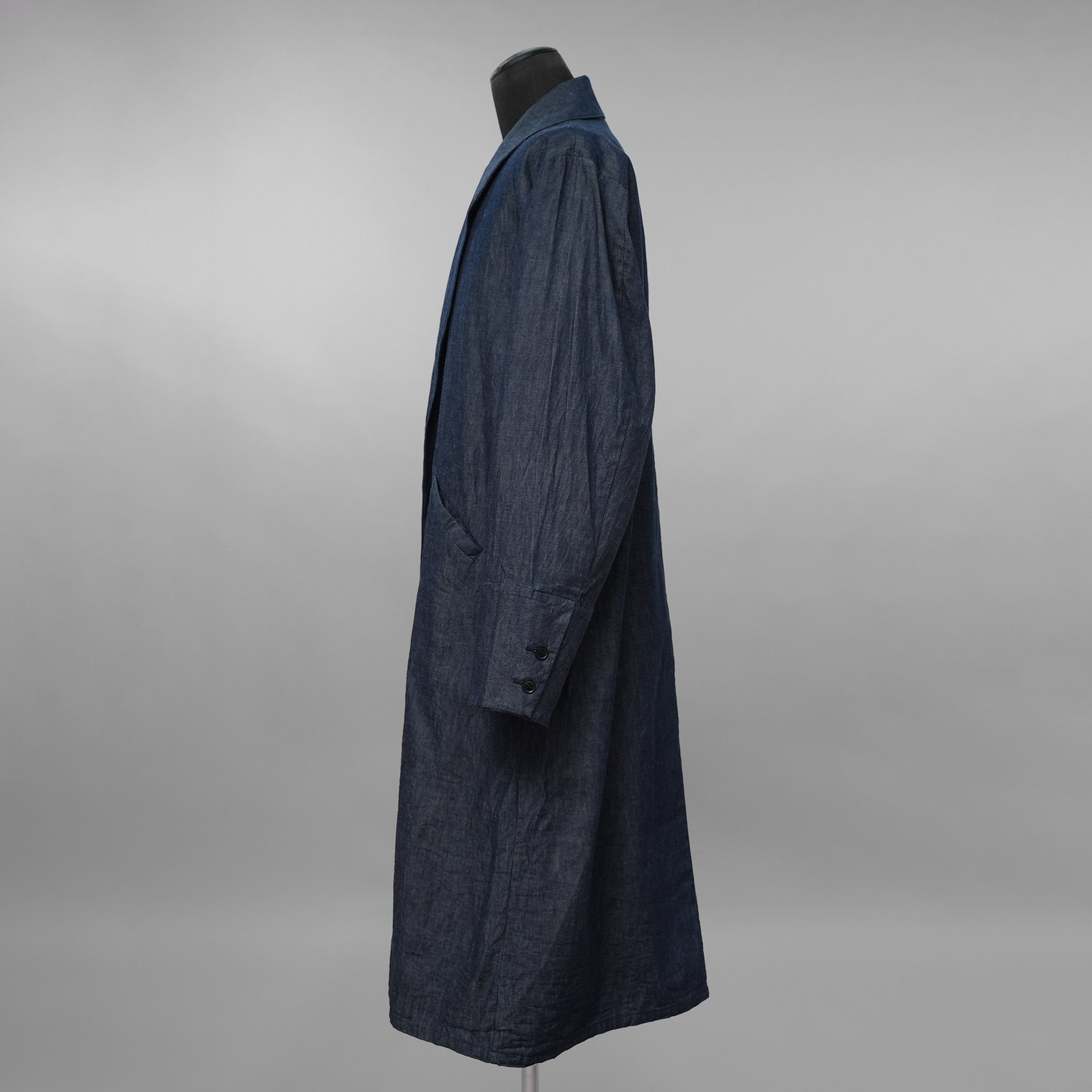 eofm イオフム / ショールカラー ロングコート / size L (INDIGO) 352031-in-ue