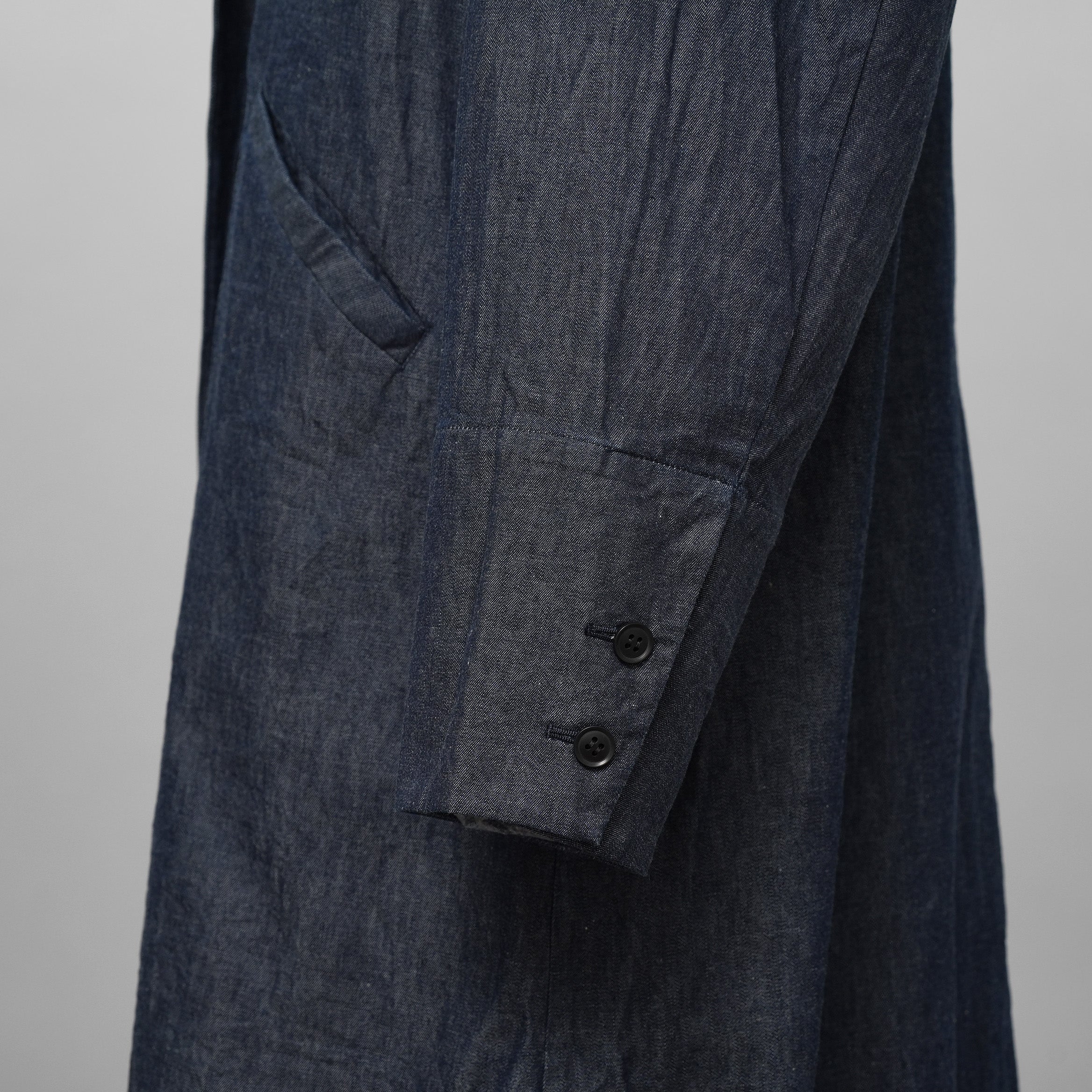 eofm イオフム / ショールカラー ロングコート / size L (INDIGO) 352031-in-ue