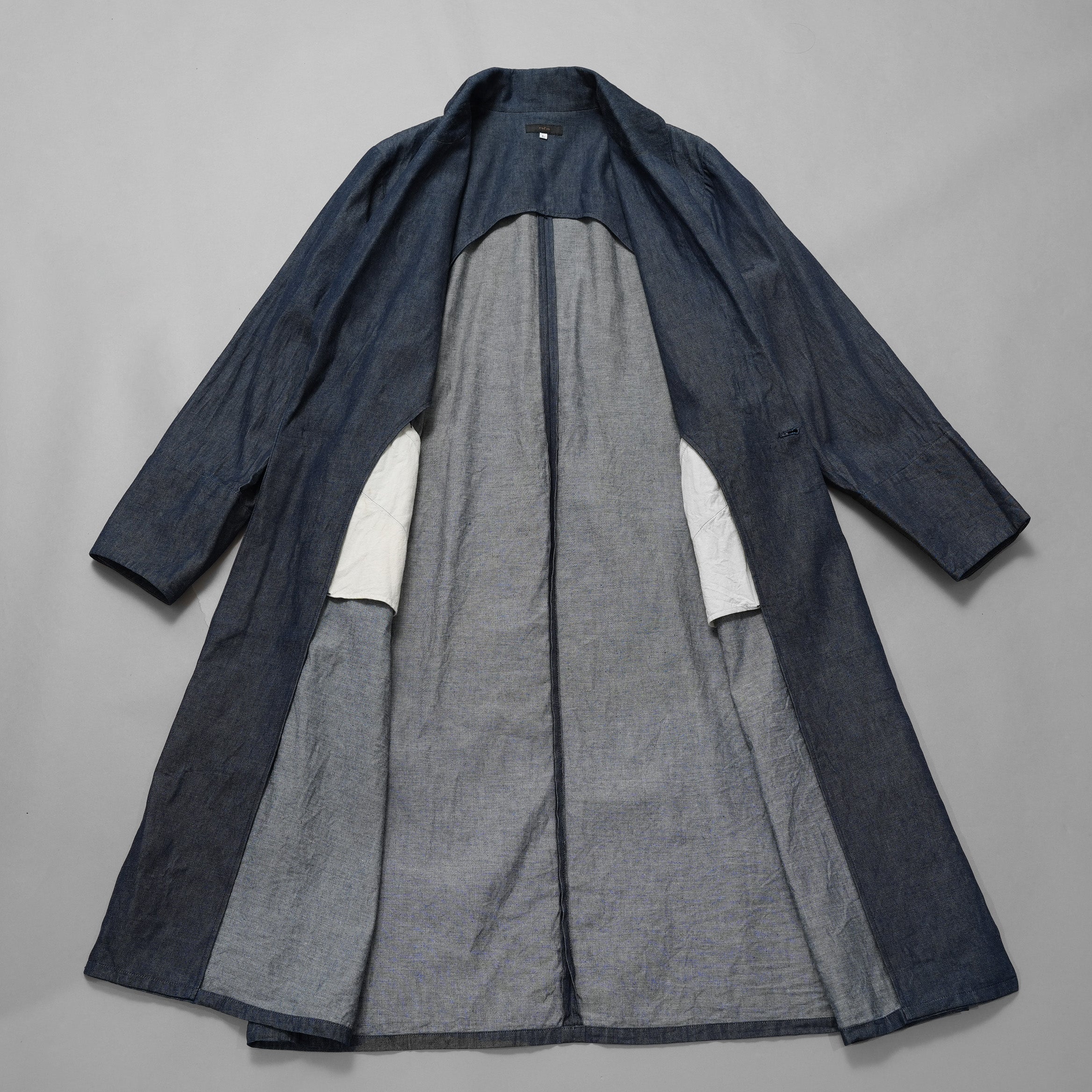 eofm イオフム / ショールカラー ロングコート / size L (INDIGO) 352031-in-ue