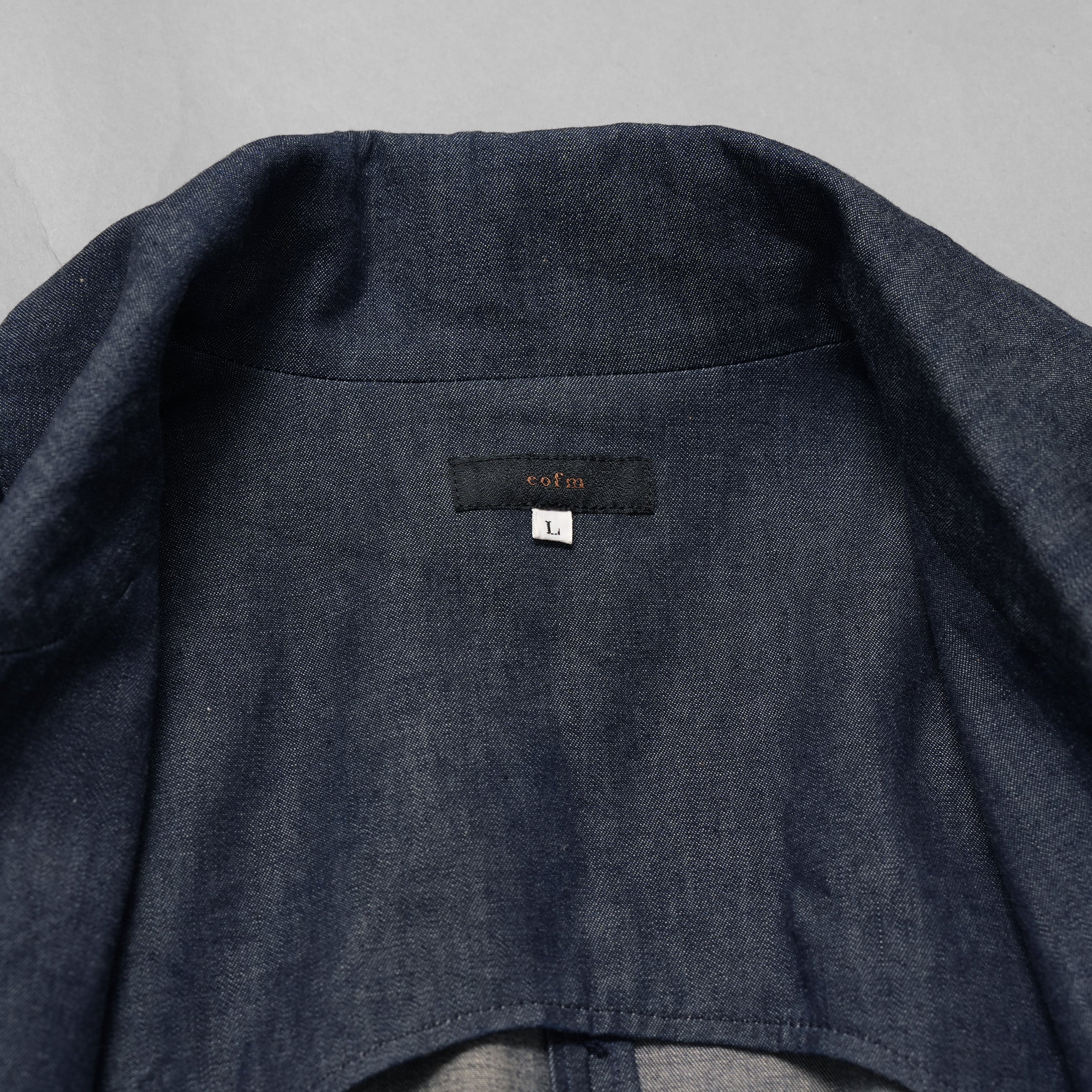 eofm イオフム / ショールカラー ロングコート / size L (INDIGO) 352031-in-ue