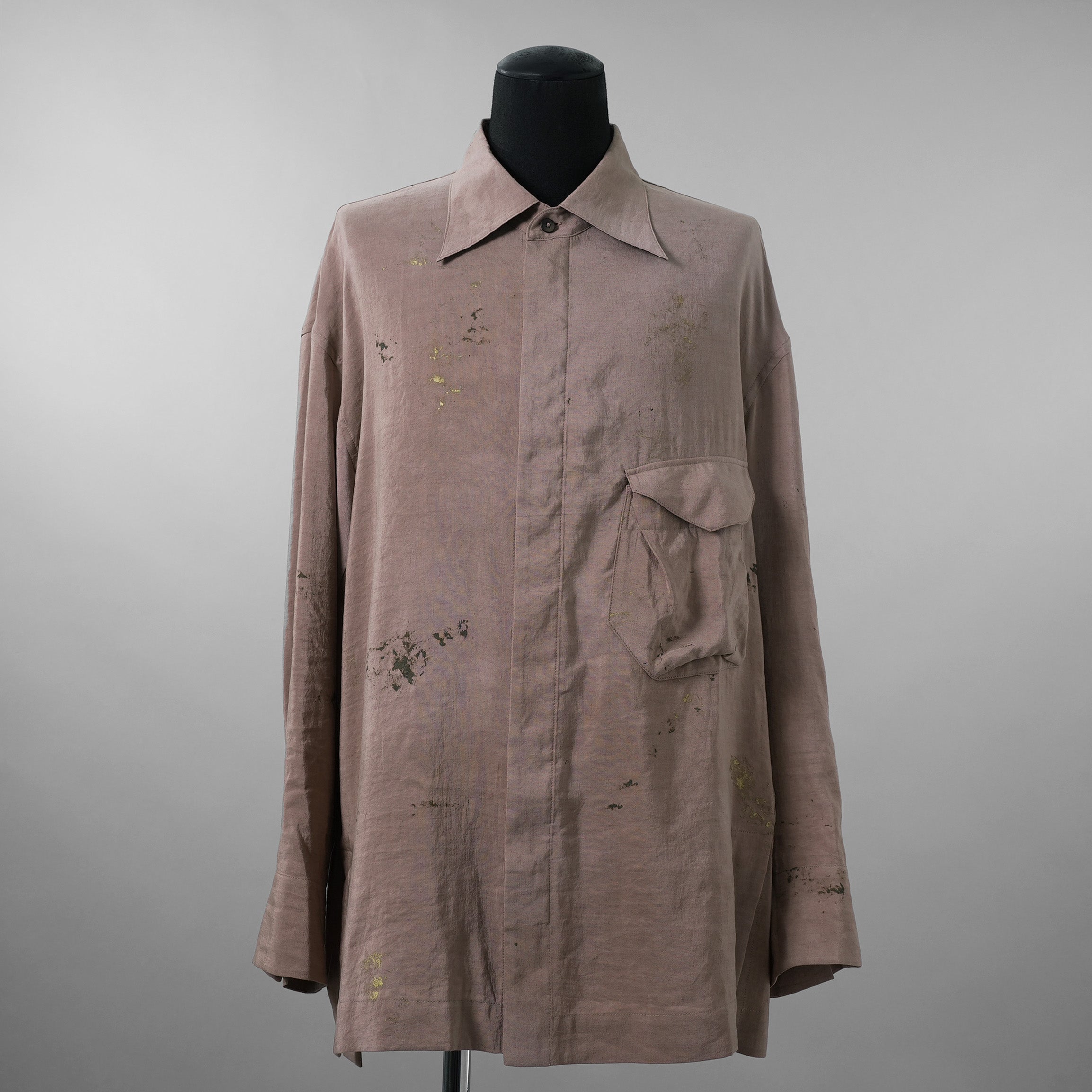 ZIGGY CHEN ジギーチェン / 美品 24SS GOLD LEAF LONG SLEEVE POCKET SHIRT 長袖シャツ/ 25SS OM 2510741 / size 44 (PINK GRAY)  352032-in-ue