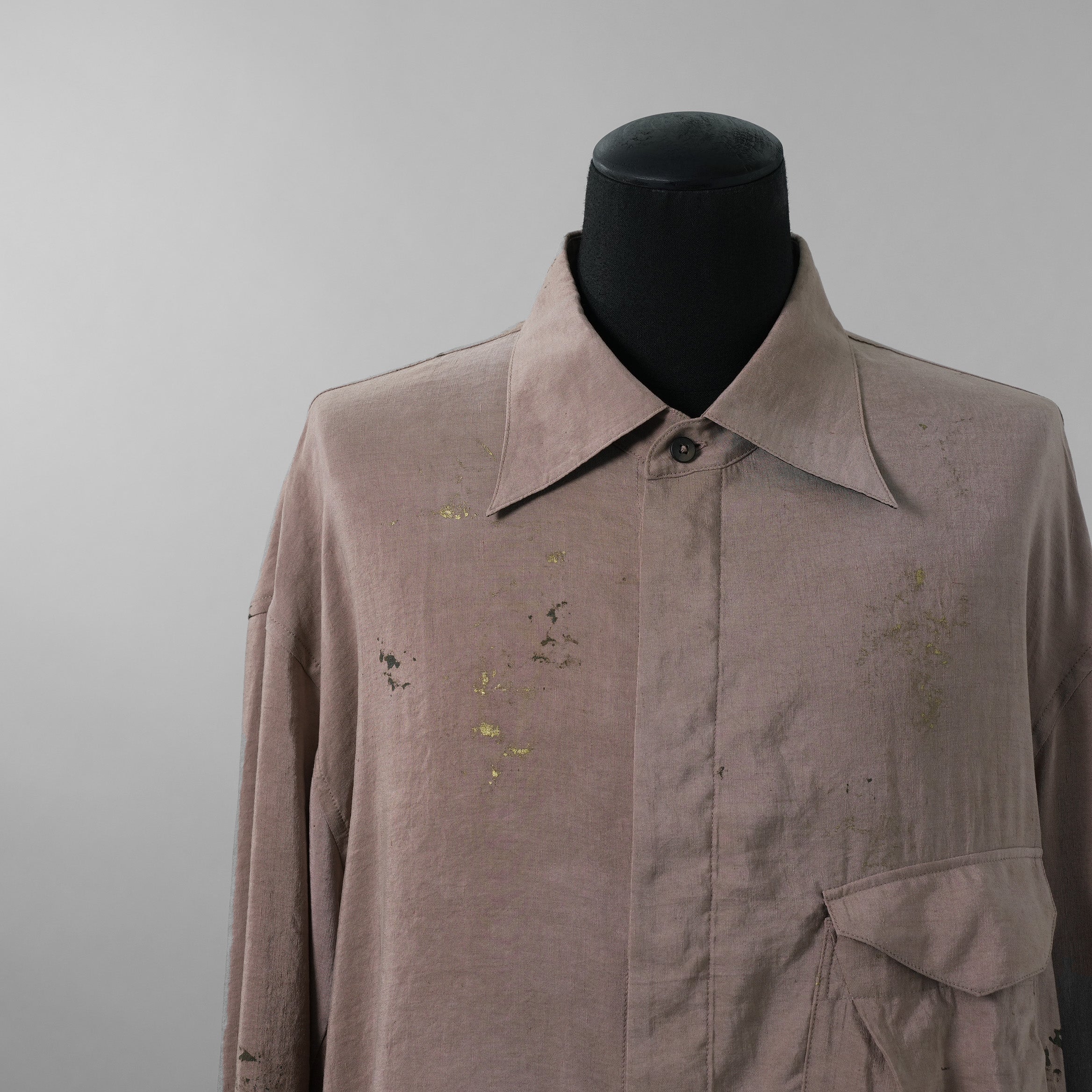 ZIGGY CHEN ジギーチェン / 美品 24SS GOLD LEAF LONG SLEEVE POCKET SHIRT 長袖シャツ/ 25SS OM 2510741 / size 44 (PINK GRAY)  352032-in-ue