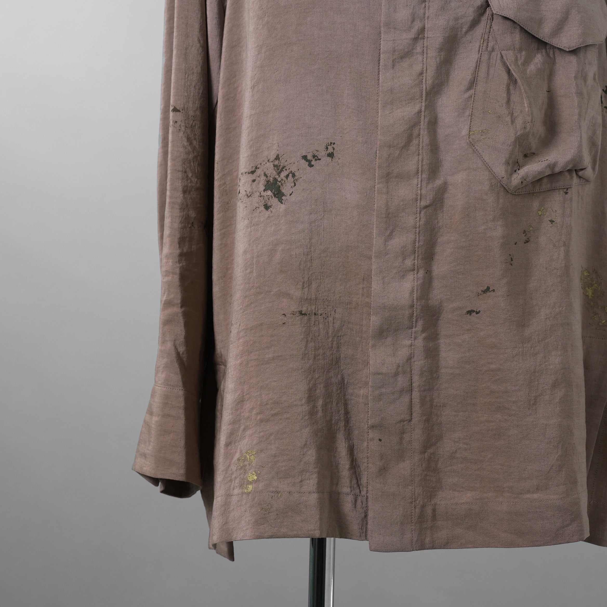 ZIGGY CHEN ジギーチェン / 美品 24SS GOLD LEAF LONG SLEEVE POCKET SHIRT 長袖シャツ/ 25SS OM 2510741 / size 44 (PINK GRAY)  352032-in-ue