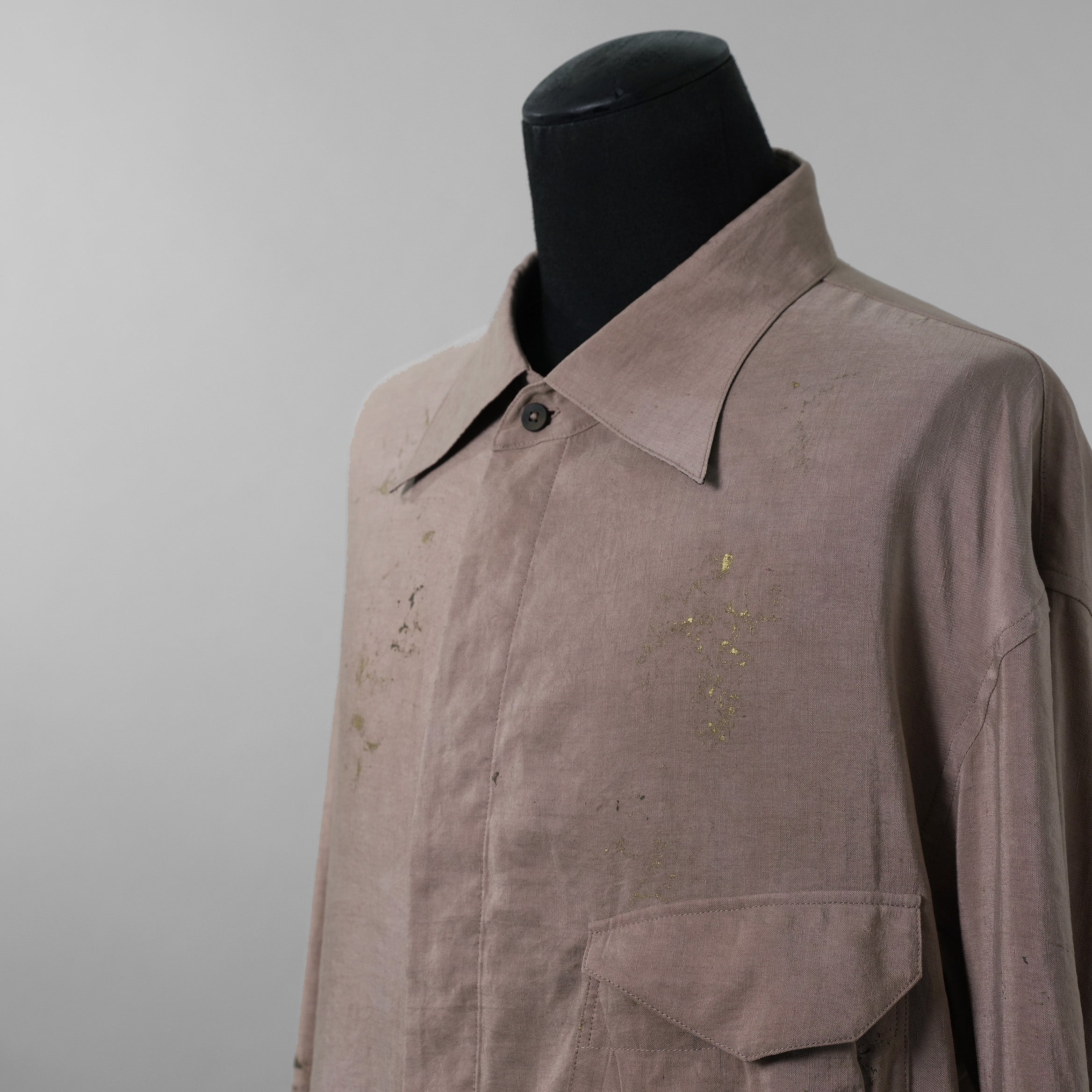 ZIGGY CHEN ジギーチェン / 美品 24SS GOLD LEAF LONG SLEEVE POCKET SHIRT 長袖シャツ/ 25SS OM 2510741 / size 44 (PINK GRAY)  352032-in-ue