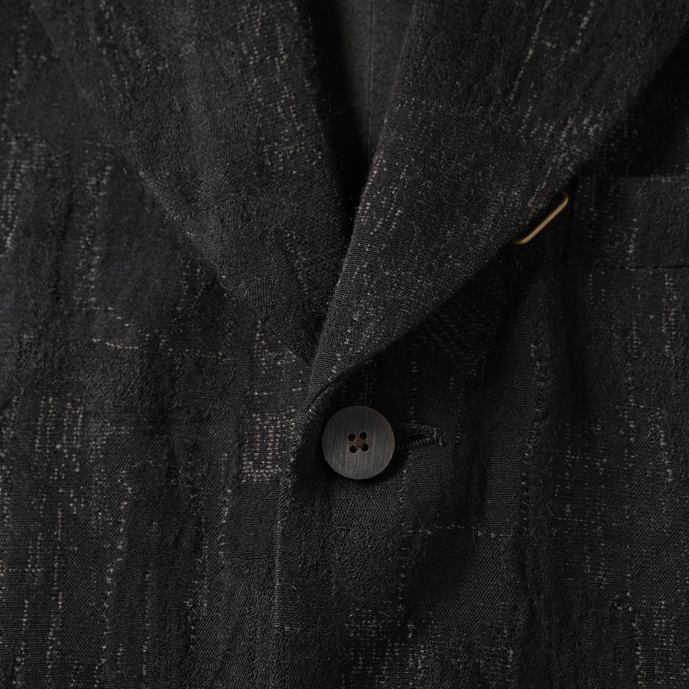 Calmlence カームレンス / 24AW JACKET010 Peaked Lapel Sack Coat Patchwork Jacquard Cloth. Black. Collection 003. サックコート  / JACKET010 / size 3 (BLACK) ジャケット ブレザー