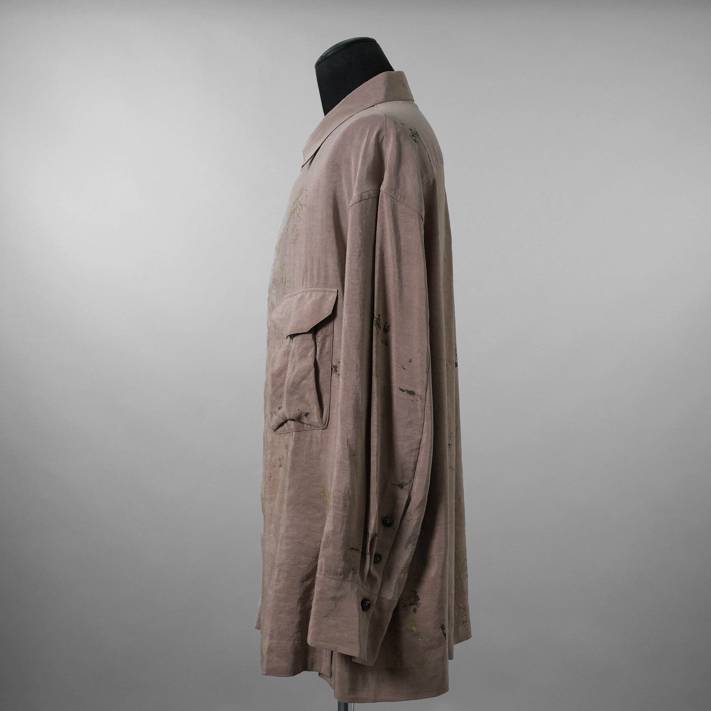 ZIGGY CHEN ジギーチェン / 美品 24SS GOLD LEAF LONG SLEEVE POCKET SHIRT 長袖シャツ/ 25SS OM 2510741 / size 44 (PINK GRAY)  352032-in-ue