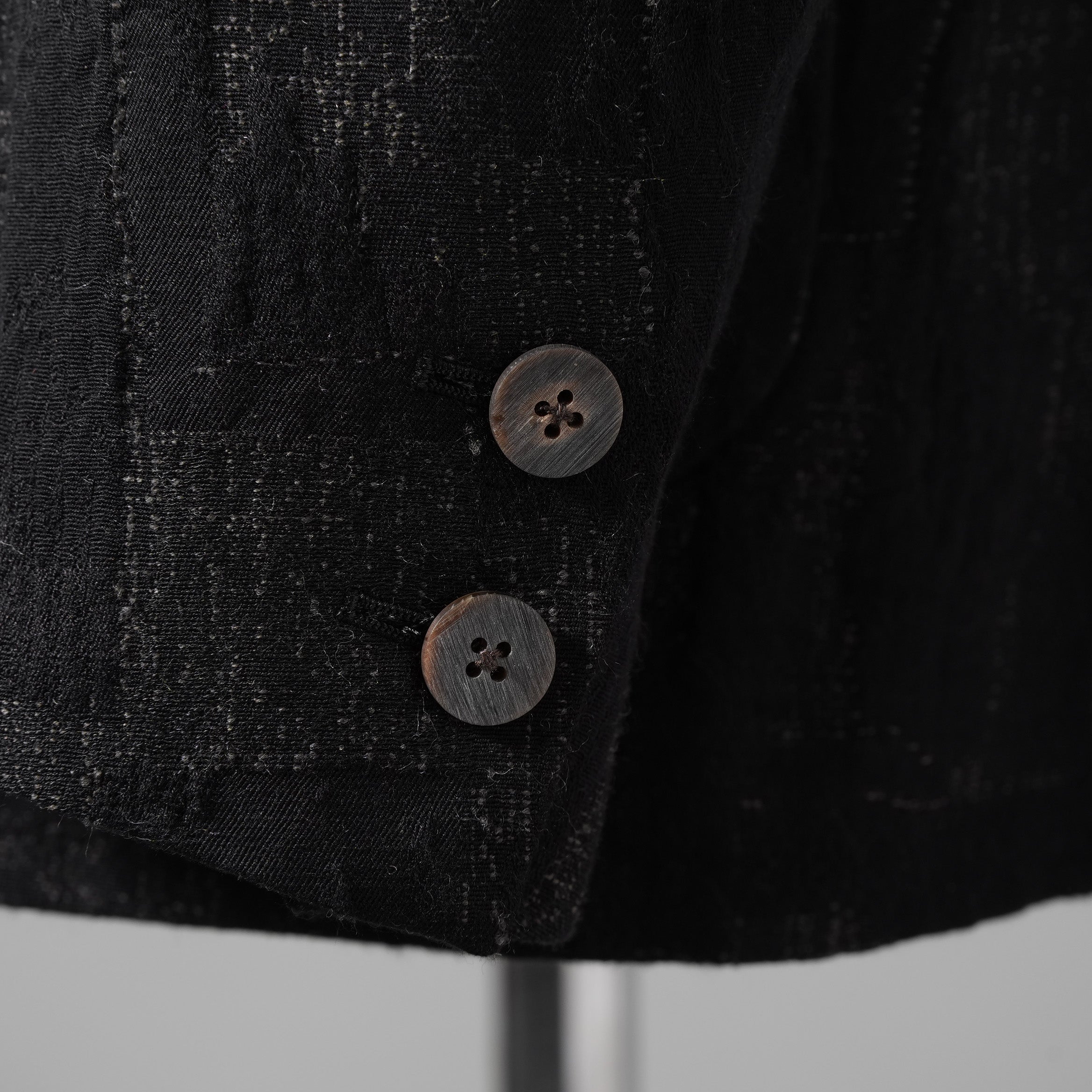 Calmlence カームレンス / 24AW JACKET010 Peaked Lapel Sack Coat Patchwork Jacquard Cloth. Black. Collection 003. サックコート  / JACKET010 / size 3 (BLACK) ジャケット ブレザー