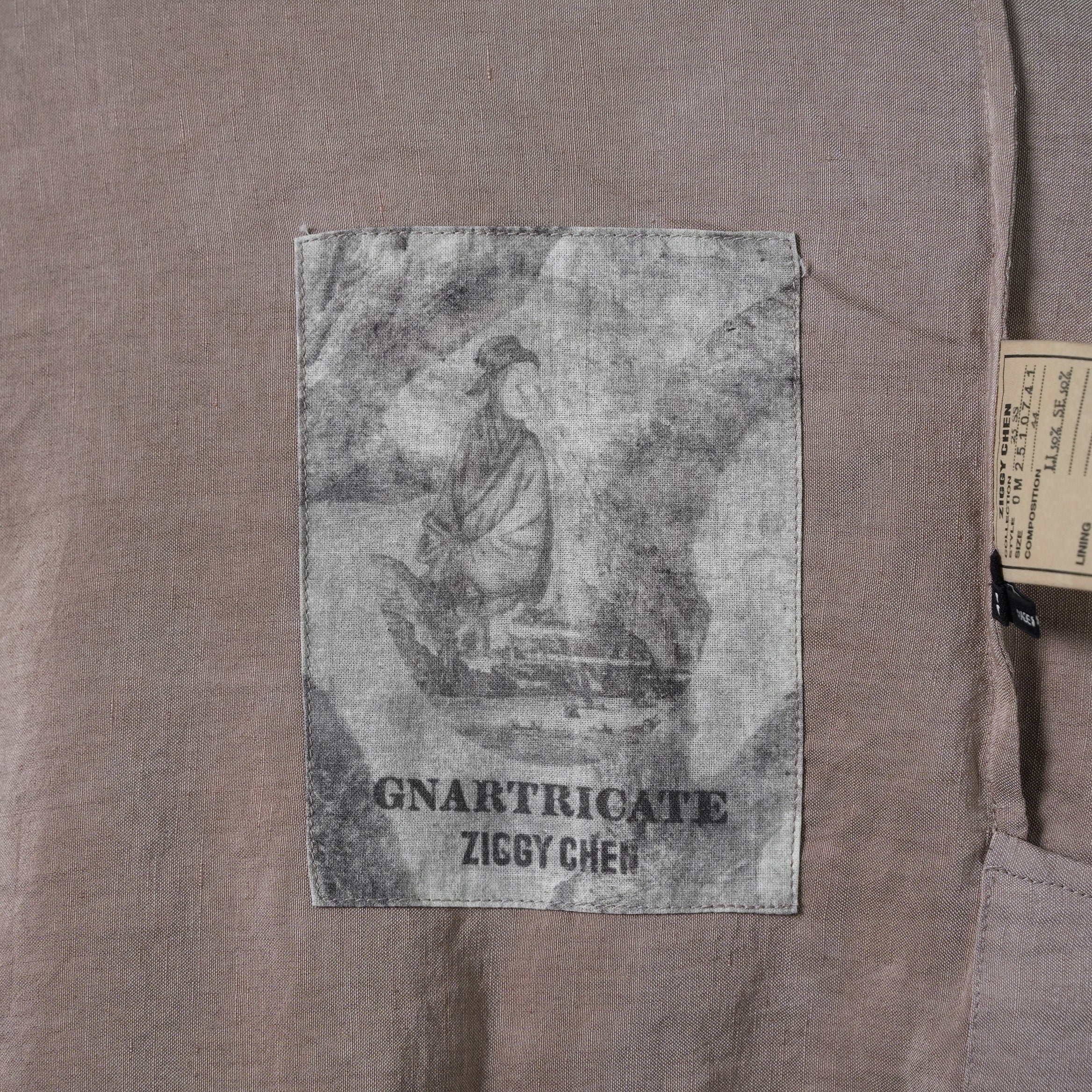 ZIGGY CHEN ジギーチェン / 美品 24SS GOLD LEAF LONG SLEEVE POCKET SHIRT 長袖シャツ/ 25SS OM 2510741 / size 44 (PINK GRAY)  352032-in-ue