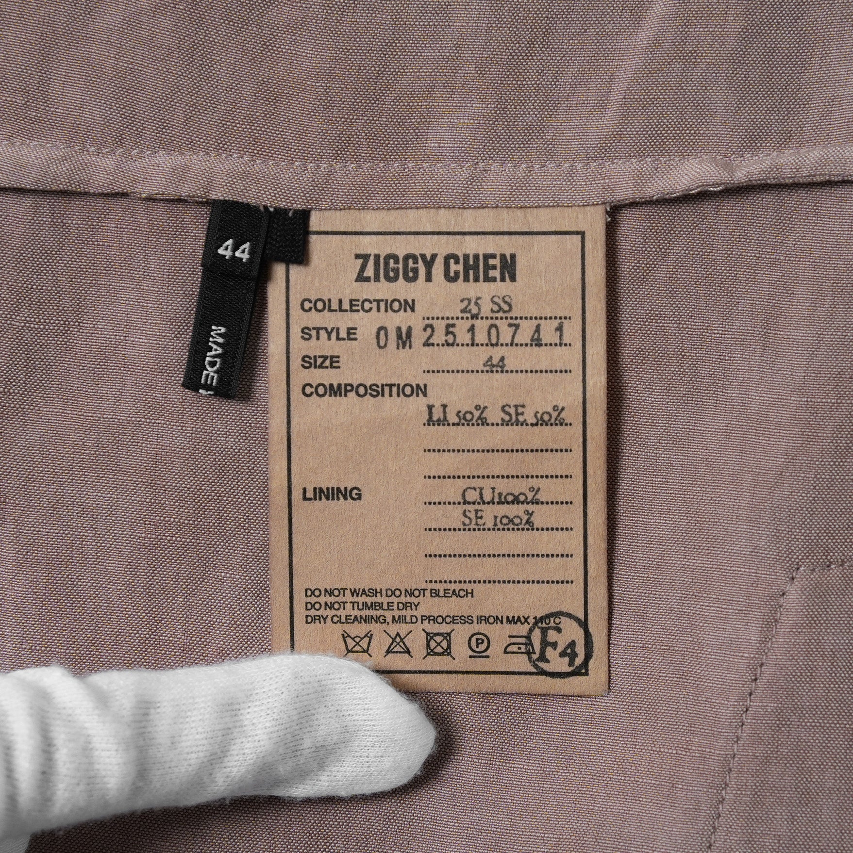 ZIGGY CHEN ジギーチェン / 美品 24SS GOLD LEAF LONG SLEEVE POCKET SHIRT 長袖シャツ/ 25SS OM 2510741 / size 44 (PINK GRAY)  352032-in-ue