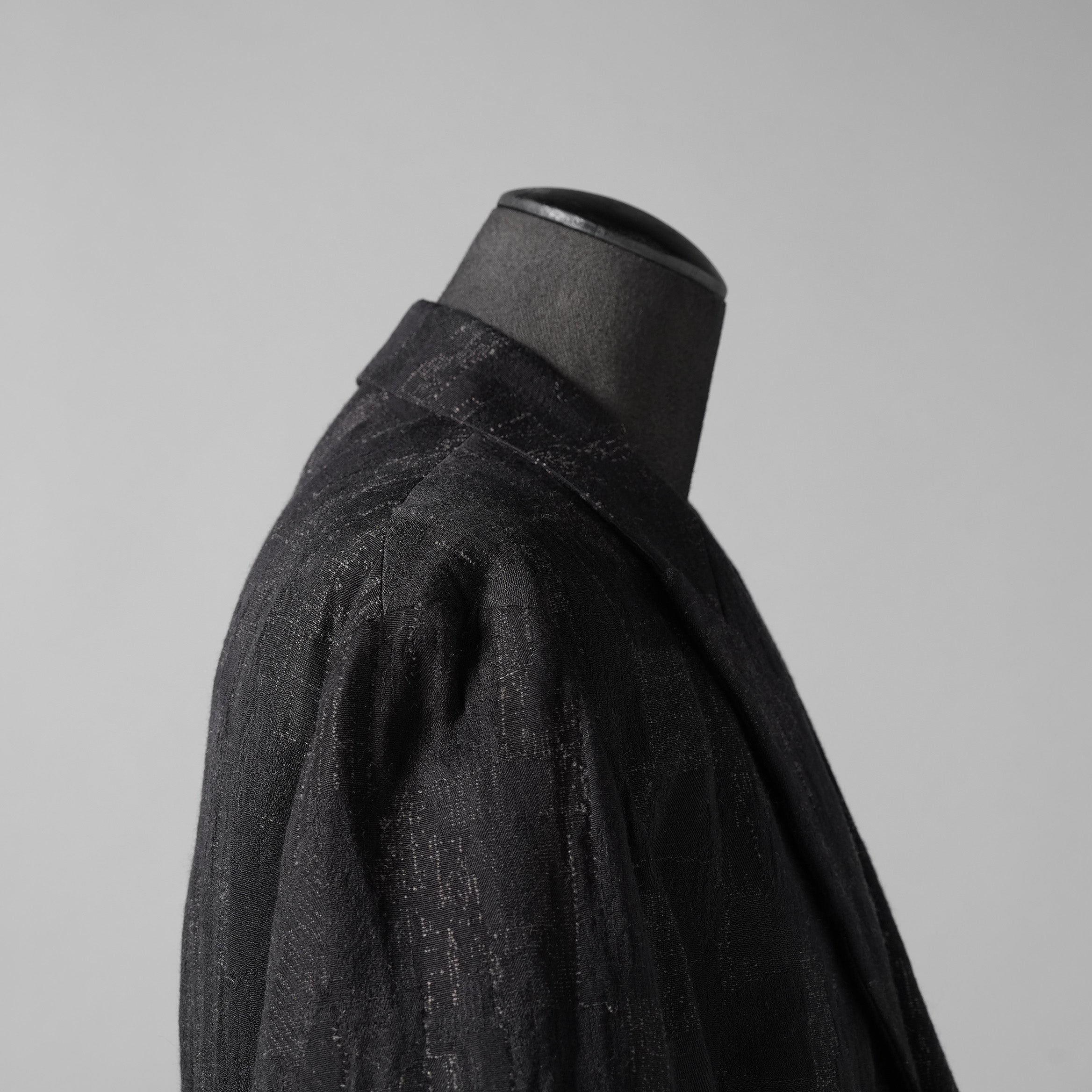 Calmlence カームレンス / 24AW JACKET010 Peaked Lapel Sack Coat Patchwork Jacquard Cloth. Black. Collection 003. サックコート  / JACKET010 / size 3 (BLACK) ジャケット ブレザー