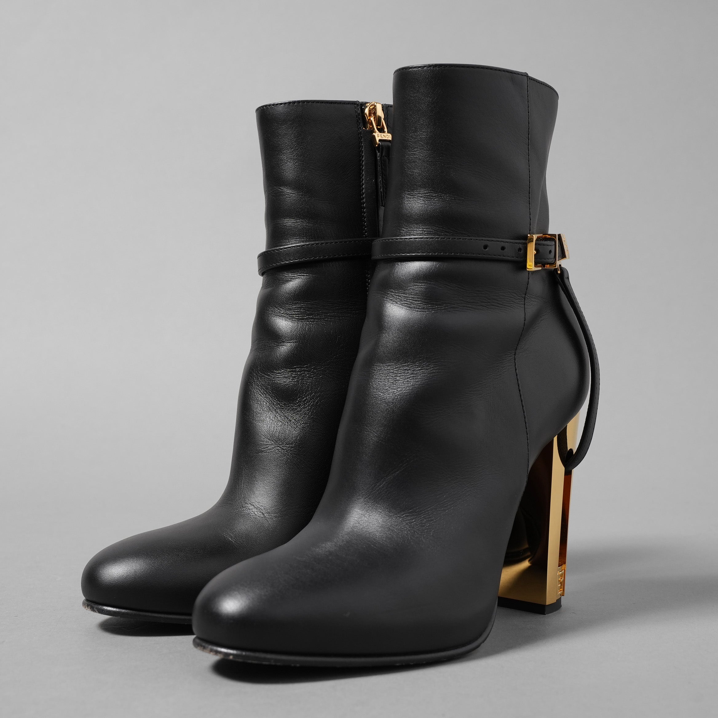 FENDI フェンディ / 23AW Delfina Ankle Boots デルフィナ アンクル ブーツ / size 36 (BLACK×GOLD) レディース シューズ