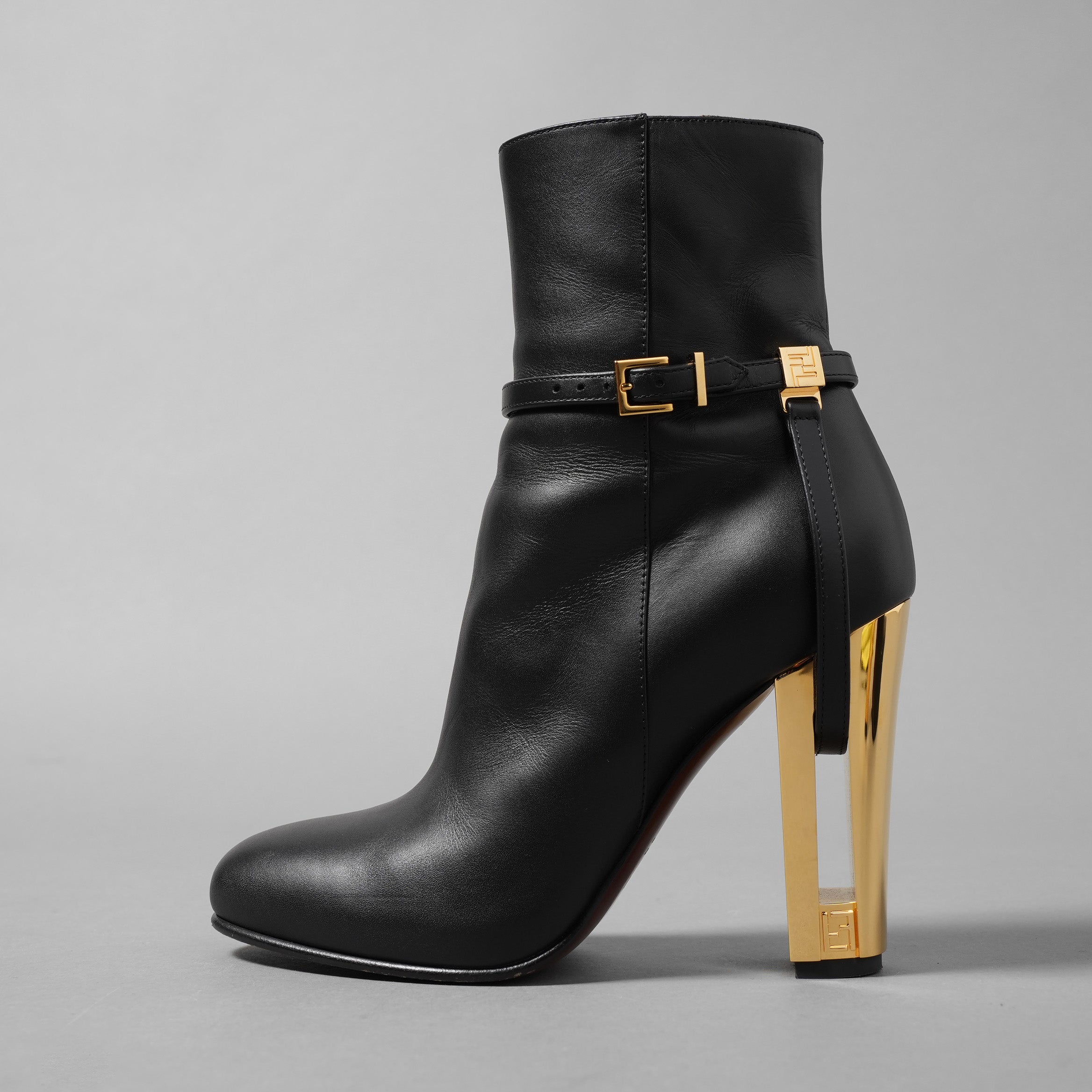 FENDI フェンディ / 23AW Delfina Ankle Boots デルフィナ アンクル ブーツ / size 36 (BLACK×GOLD) レディース シューズ