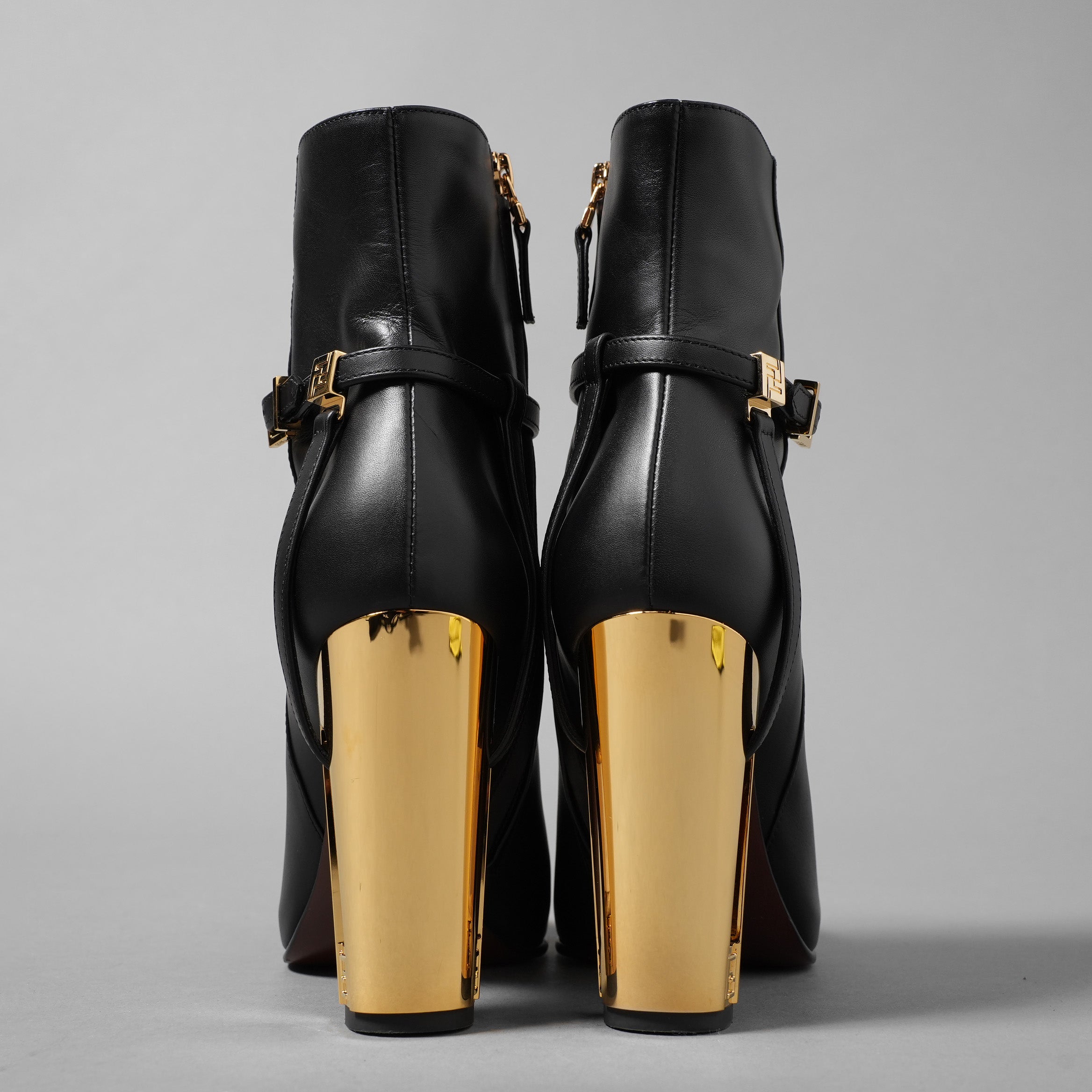 FENDI フェンディ / 23AW Delfina Ankle Boots デルフィナ アンクル ブーツ / size 36 (BLACK×GOLD) レディース シューズ