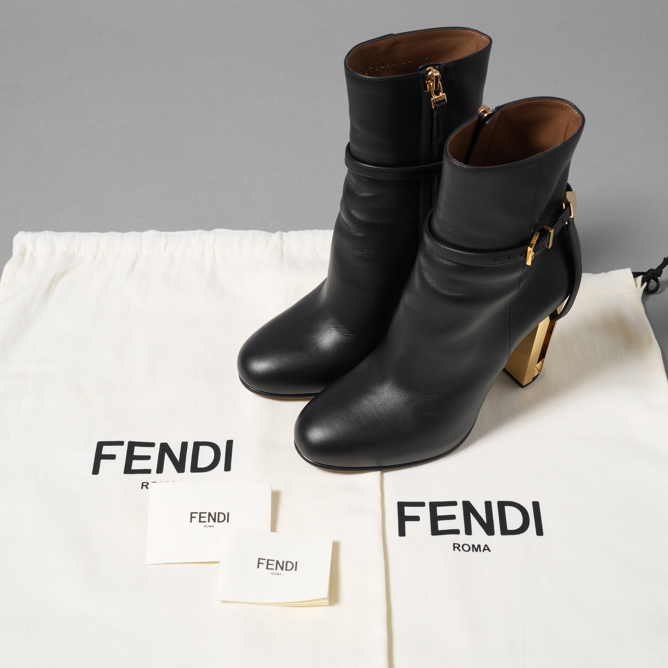 FENDI フェンディ / 23AW Delfina Ankle Boots デルフィナ アンクル ブーツ / size 36 (BLACK×GOLD) レディース シューズ
