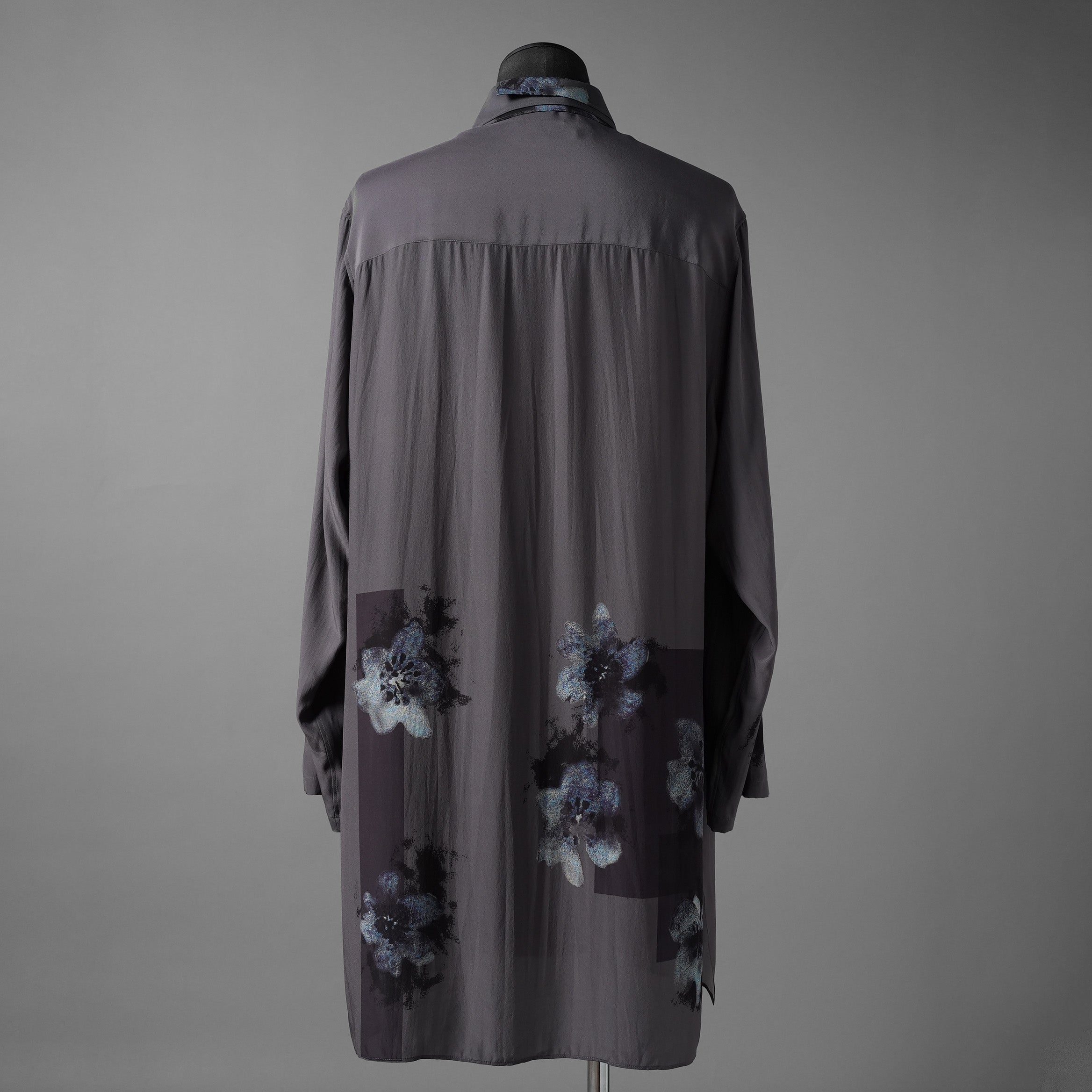 Yohji Yamamoto POUR HOMME ヨウジヤマモト プールオム / 25SS SMALL FLOWERS 3COLLAR SHIRT / ロング丈 長袖シャツ / HP-B59-452 / size 2 (BLACK)