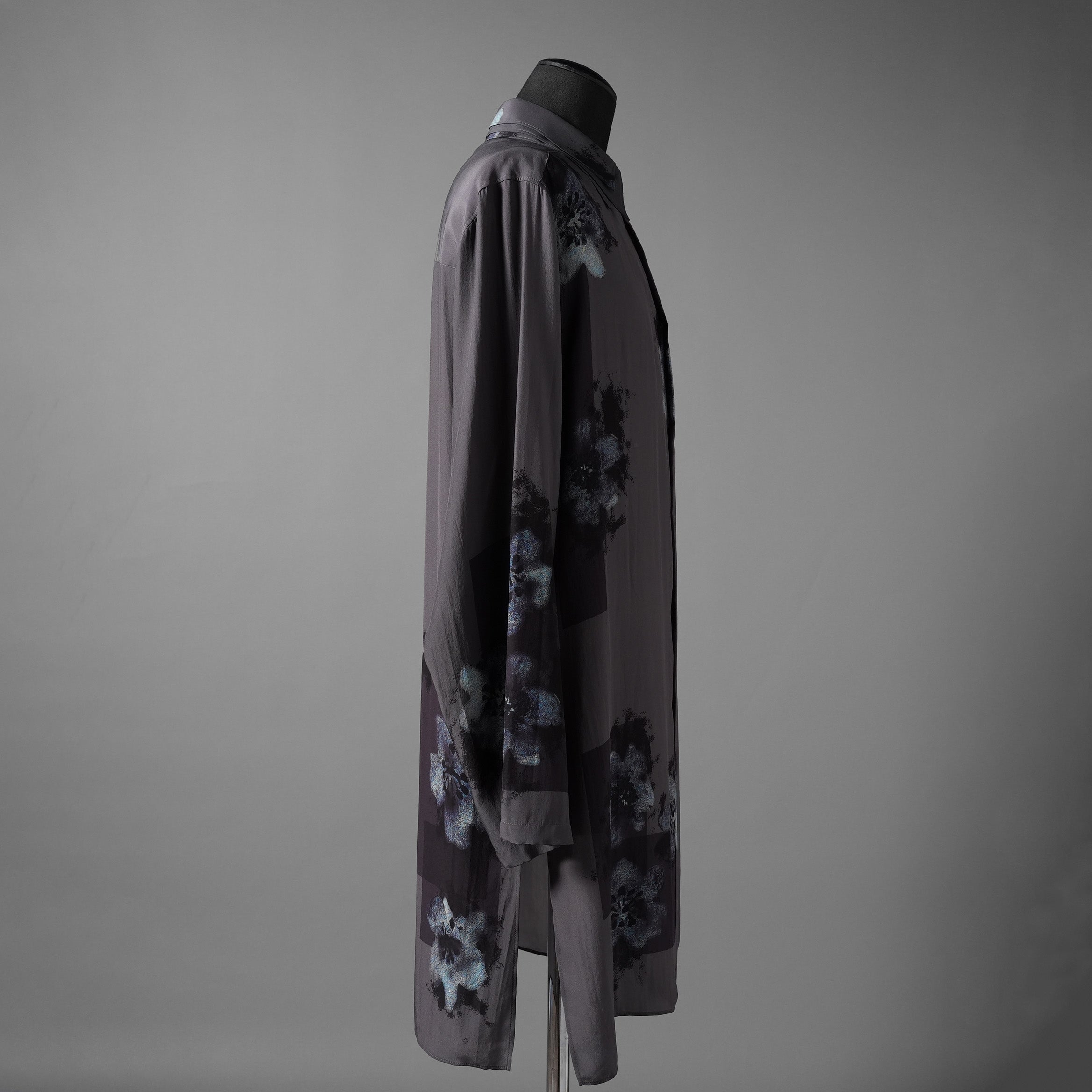 Yohji Yamamoto POUR HOMME ヨウジヤマモト プールオム / 25SS SMALL FLOWERS 3COLLAR SHIRT / ロング丈 長袖シャツ / HP-B59-452 / size 2 (BLACK)