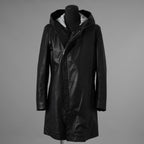 未使用 ISAMU KATAYAMA BACKLASH イサムカタヤマ バックラッシュ / 23AW MONOCHROME LUXURY STEER 0.6mm HOODED COAT フーデッドレザー コート アウター / 2078-03 / size M (BLACK) 352053-in-ue