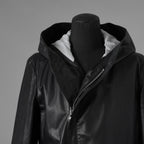 未使用 ISAMU KATAYAMA BACKLASH イサムカタヤマ バックラッシュ / 23AW MONOCHROME LUXURY STEER 0.6mm HOODED COAT フーデッドレザー コート アウター / 2078-03 / size M (BLACK) 352053-in-ue