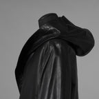 未使用 ISAMU KATAYAMA BACKLASH イサムカタヤマ バックラッシュ / 23AW MONOCHROME LUXURY STEER 0.6mm HOODED COAT フーデッドレザー コート アウター / 2078-03 / size M (BLACK) 352053-in-ue