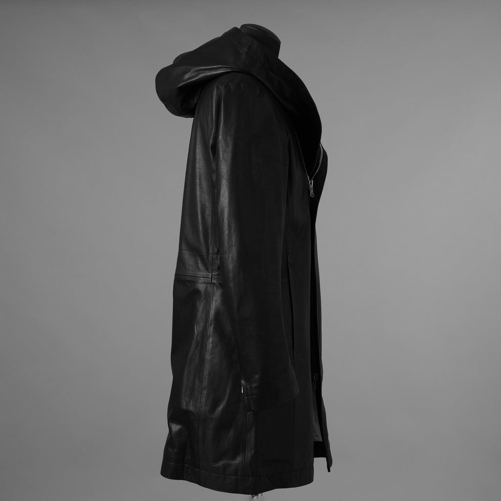 未使用 ISAMU KATAYAMA BACKLASH イサムカタヤマ バックラッシュ / 23AW MONOCHROME LUXURY STEER 0.6mm HOODED COAT フーデッドレザー コート アウター / 2078-03 / size M (BLACK) 352053-in-ue