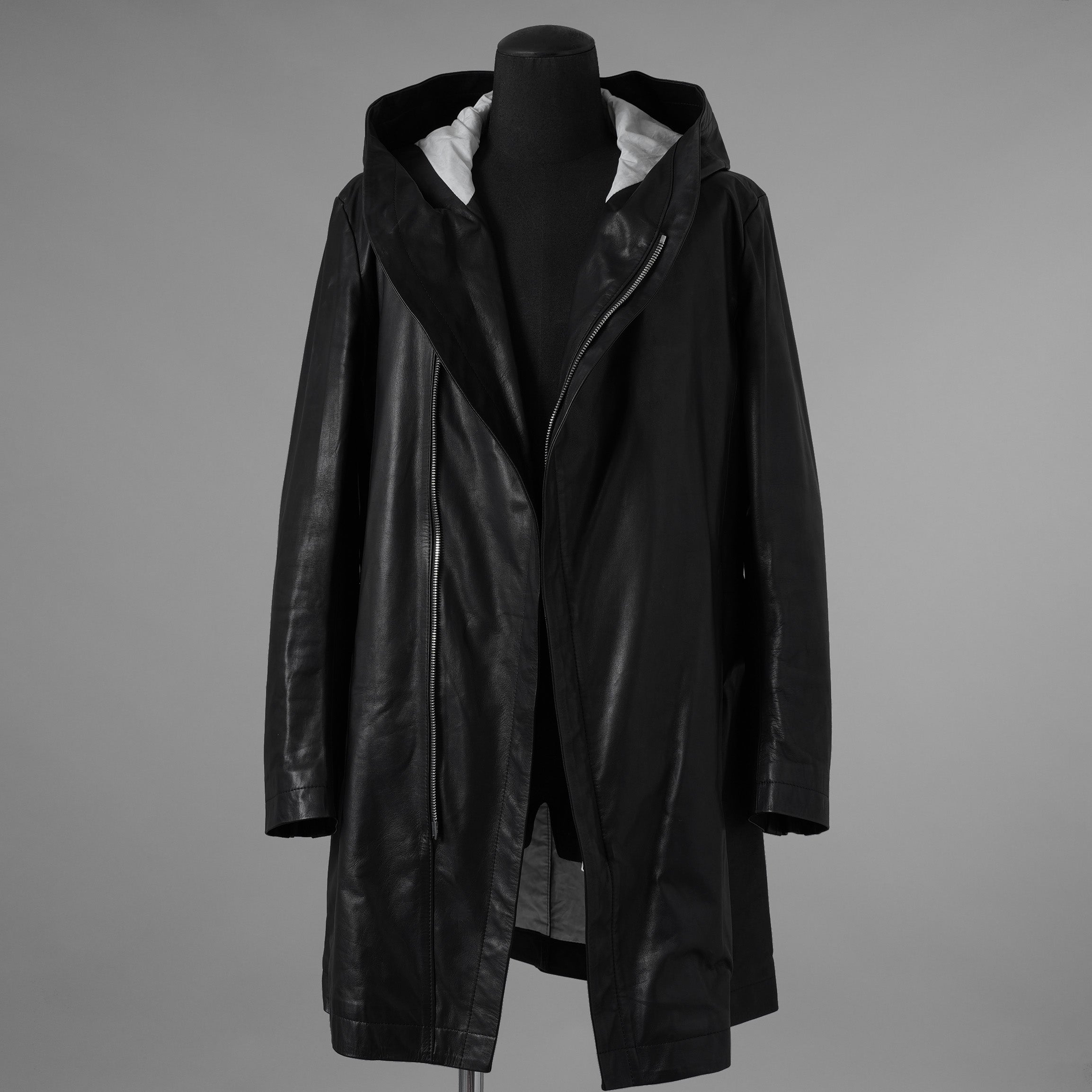 未使用 ISAMU KATAYAMA BACKLASH イサムカタヤマ バックラッシュ / 23AW MONOCHROME LUXURY STEER 0.6mm HOODED COAT フーデッドレザー コート アウター / 2078-03 / size M (BLACK) 352053-in-ue