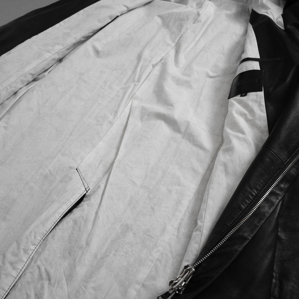 未使用 ISAMU KATAYAMA BACKLASH イサムカタヤマ バックラッシュ / 23AW MONOCHROME LUXURY STEER 0.6mm HOODED COAT フーデッドレザー コート アウター / 2078-03 / size M (BLACK) 352053-in-ue