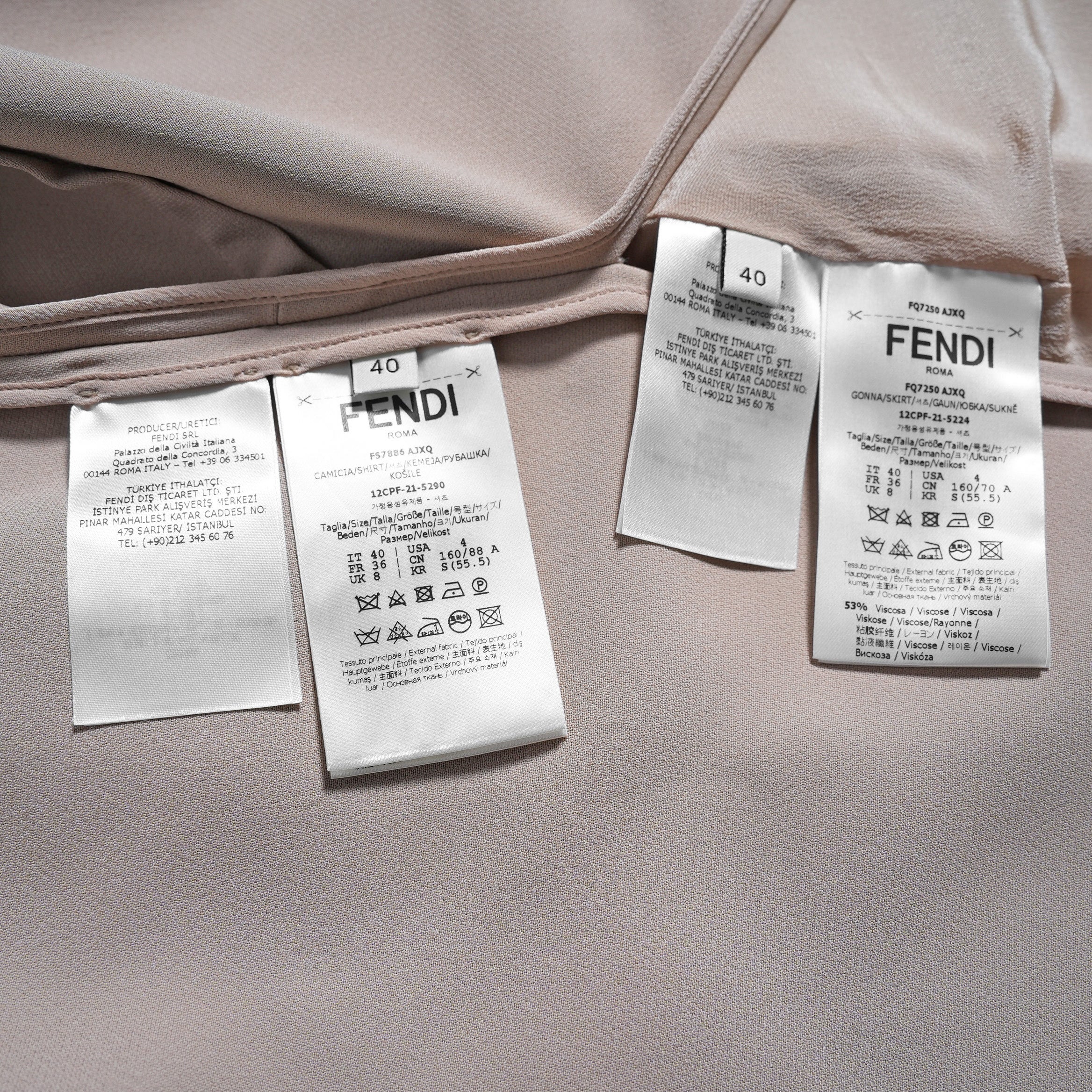 FENDI フェンディ / 22SS ノースリーブトップス ラップナロースカート セットアップ / ノースリーブ FS7886 AJXQ / スカート FQ7250 AJXQ / size 40 (PINK BEIGE) レディース ドレス