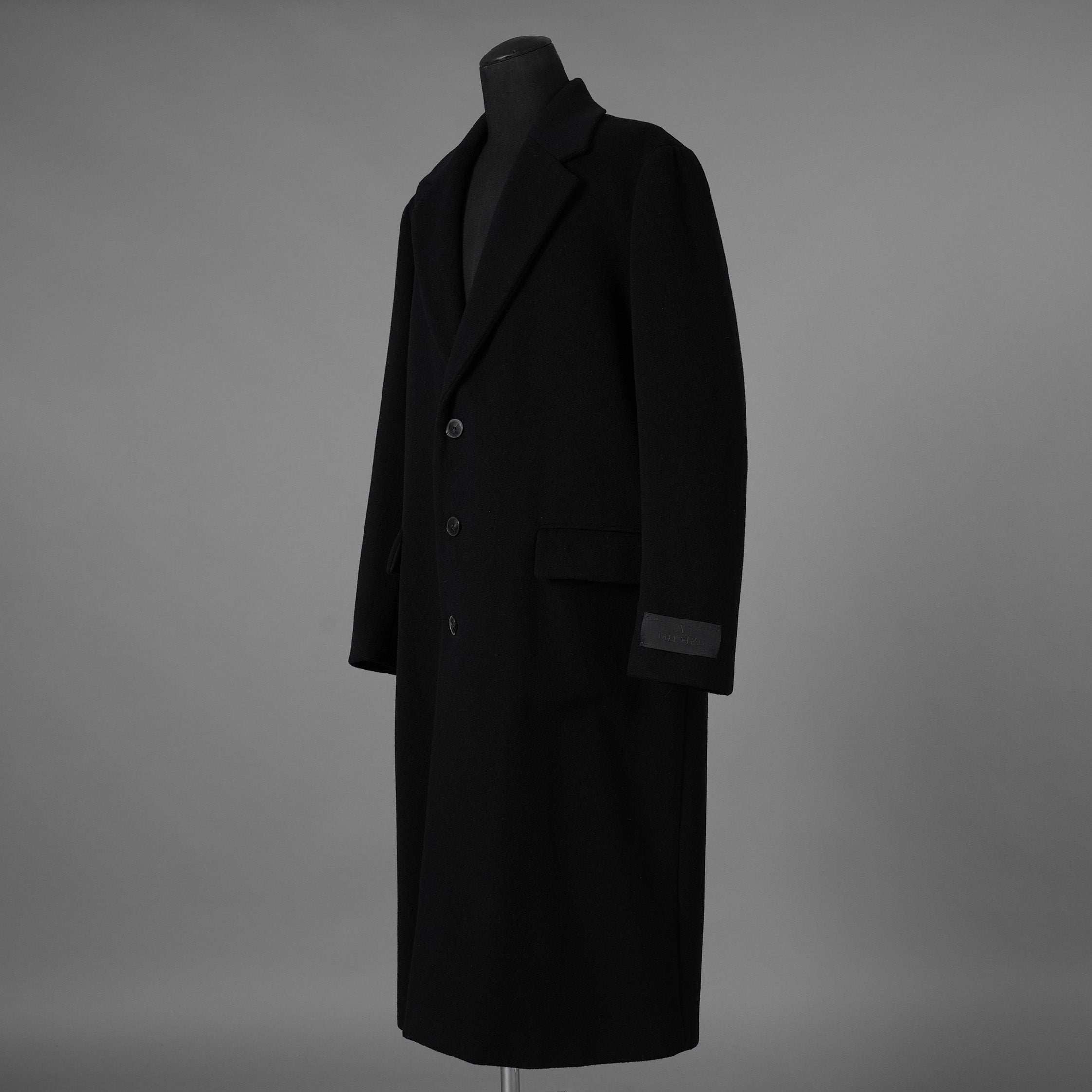 VALENTINO GARAVANI ヴァレンティノ ガラヴァーニ / 美品 23AW 袖ロゴ ウール ロング コート / 3V3CA4347TU / size 46 (BLACK) 352033-in-ue